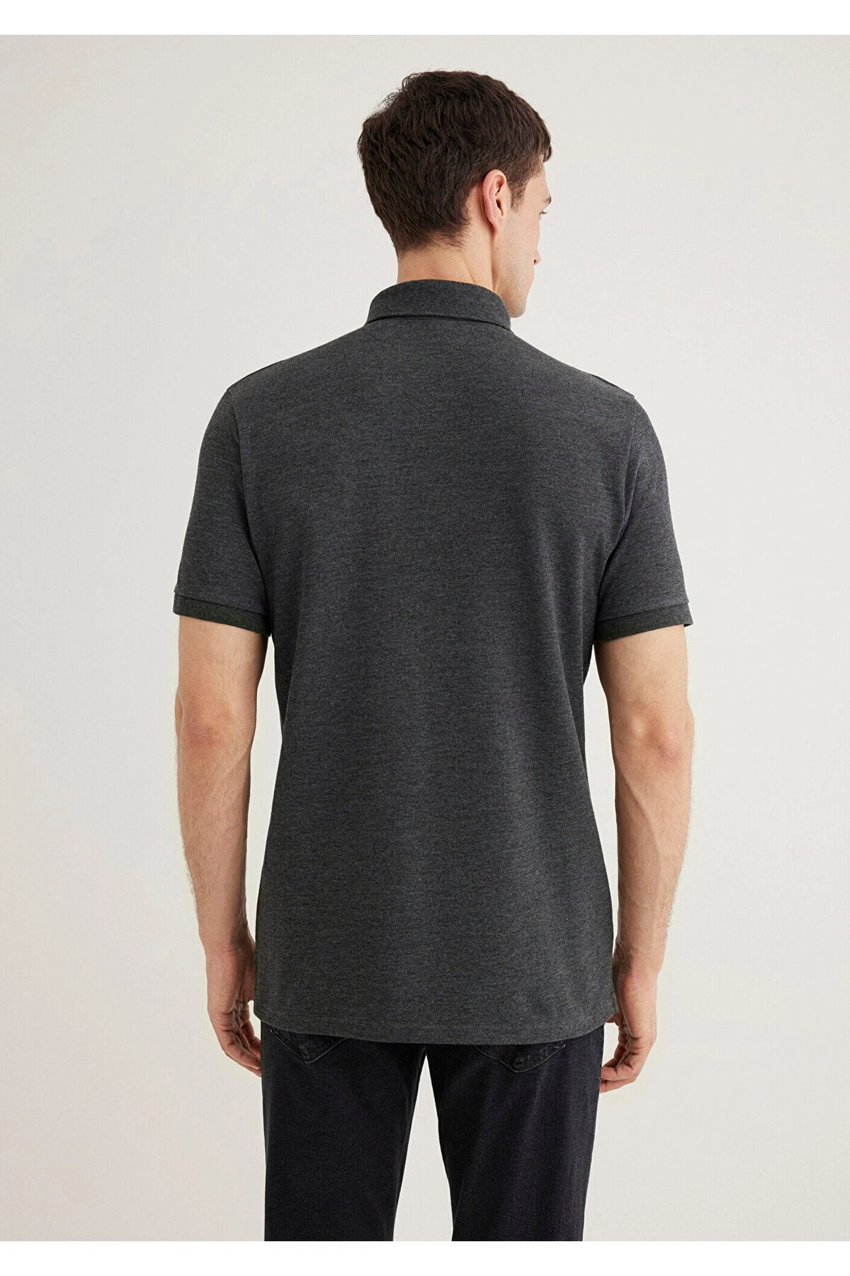 Mavi Antrasit Polo Tişört Slim Fit / Dar Kesim