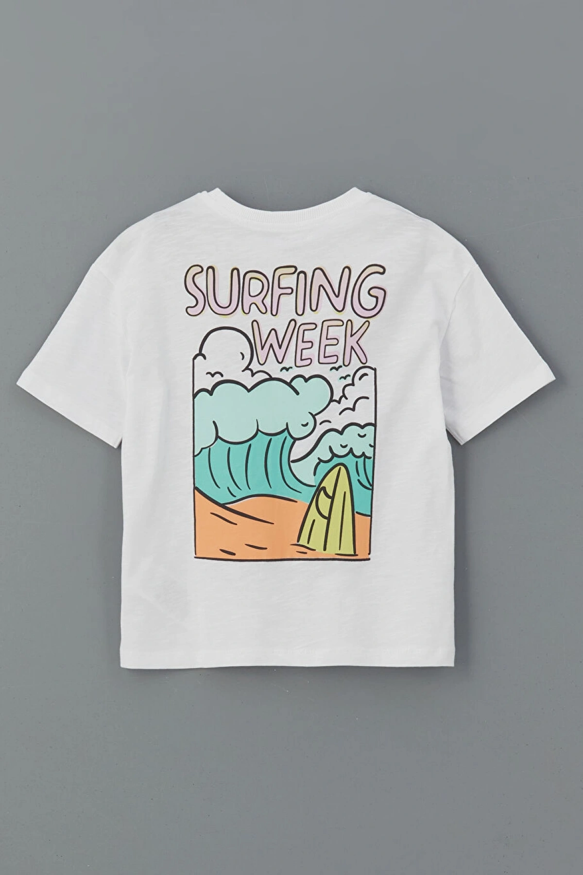 LCW Kids Beyaz Bisiklet Yaka Yazı Baskılı Erkek Çocuk Tişört