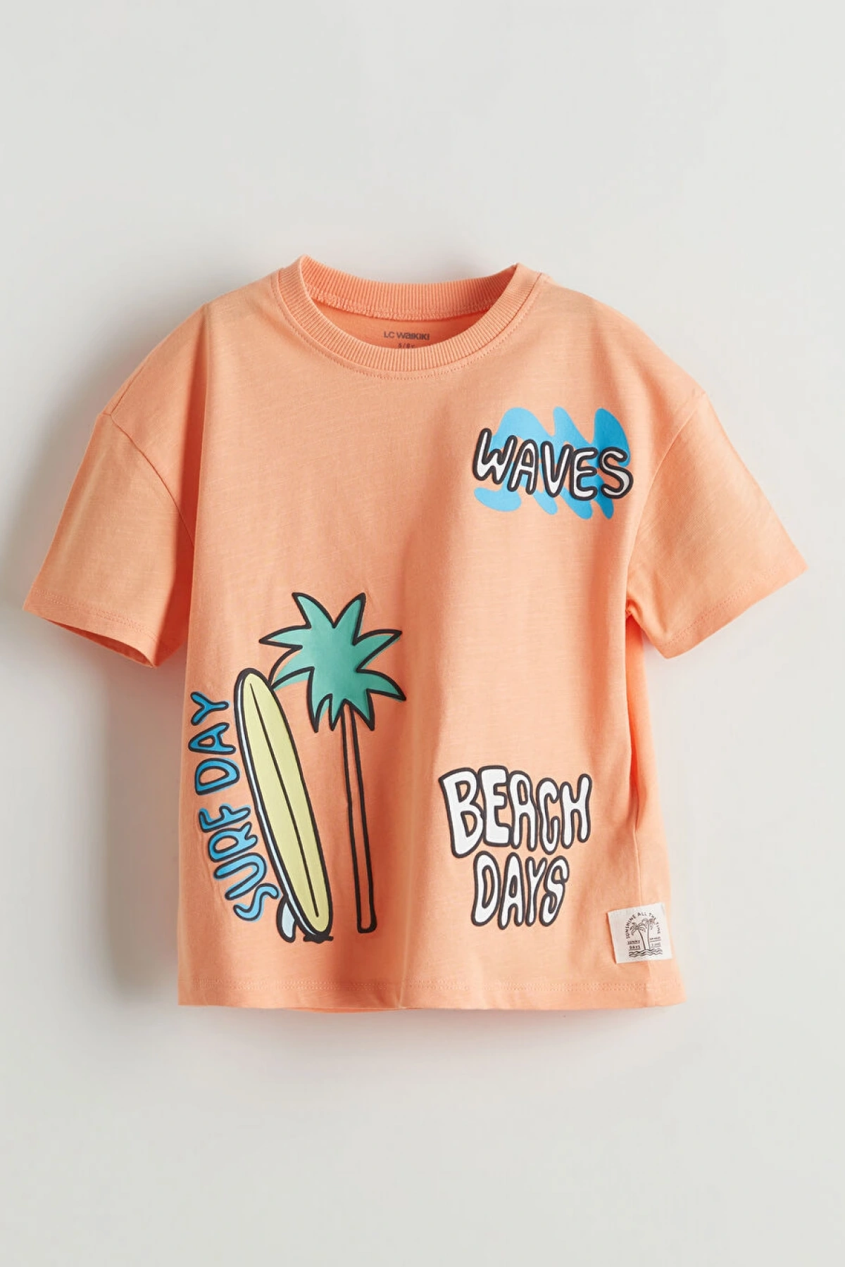 LCW Kids Turuncu Bisiklet Yaka Erkek Çocuk Tişört