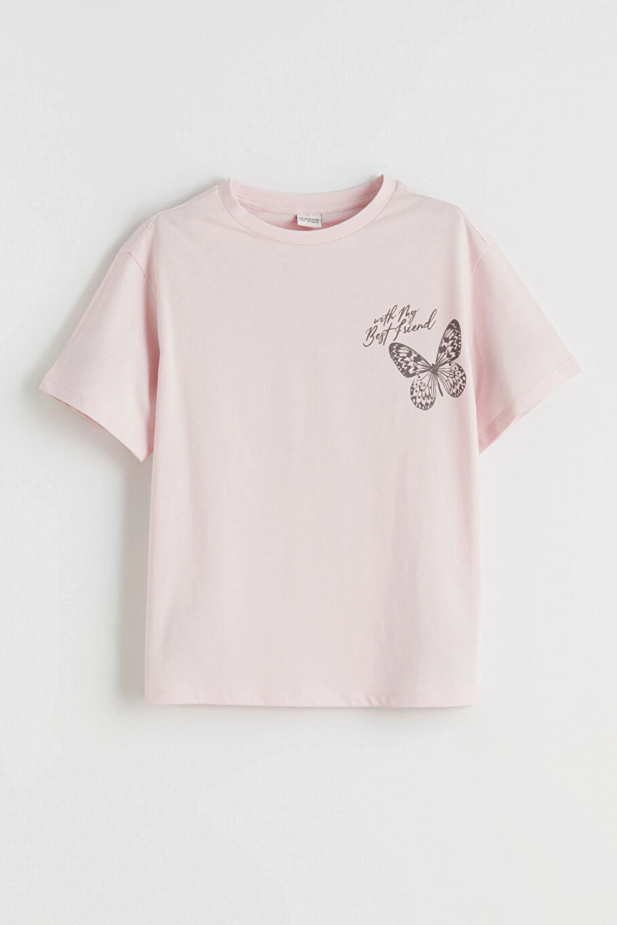 LCW Kids Pembe Kelebek Baskılı Kız Çocuk Tişört