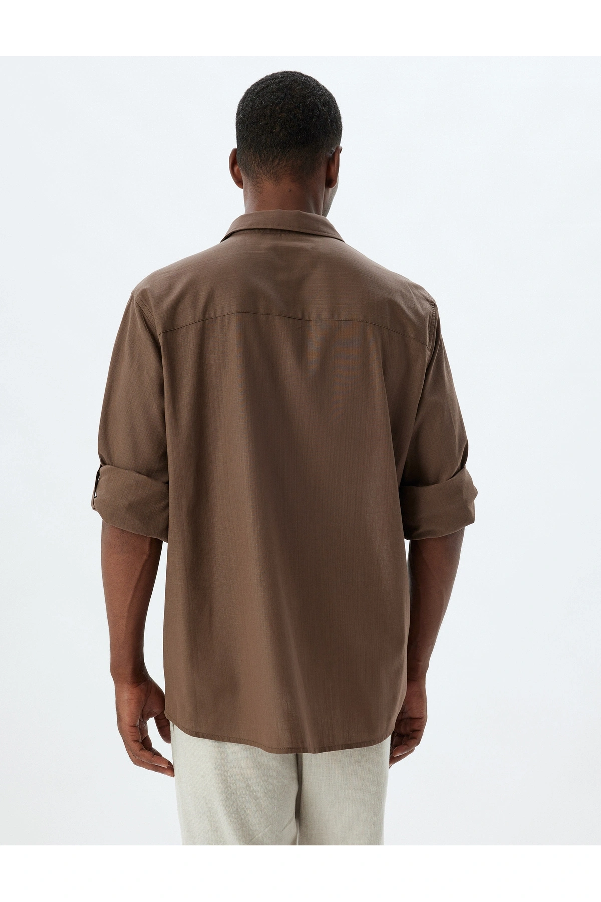 Koton Klasik Gömlek Uzun Kollu Düğmeli Kol Detaylı Pamuklu Regular Fit