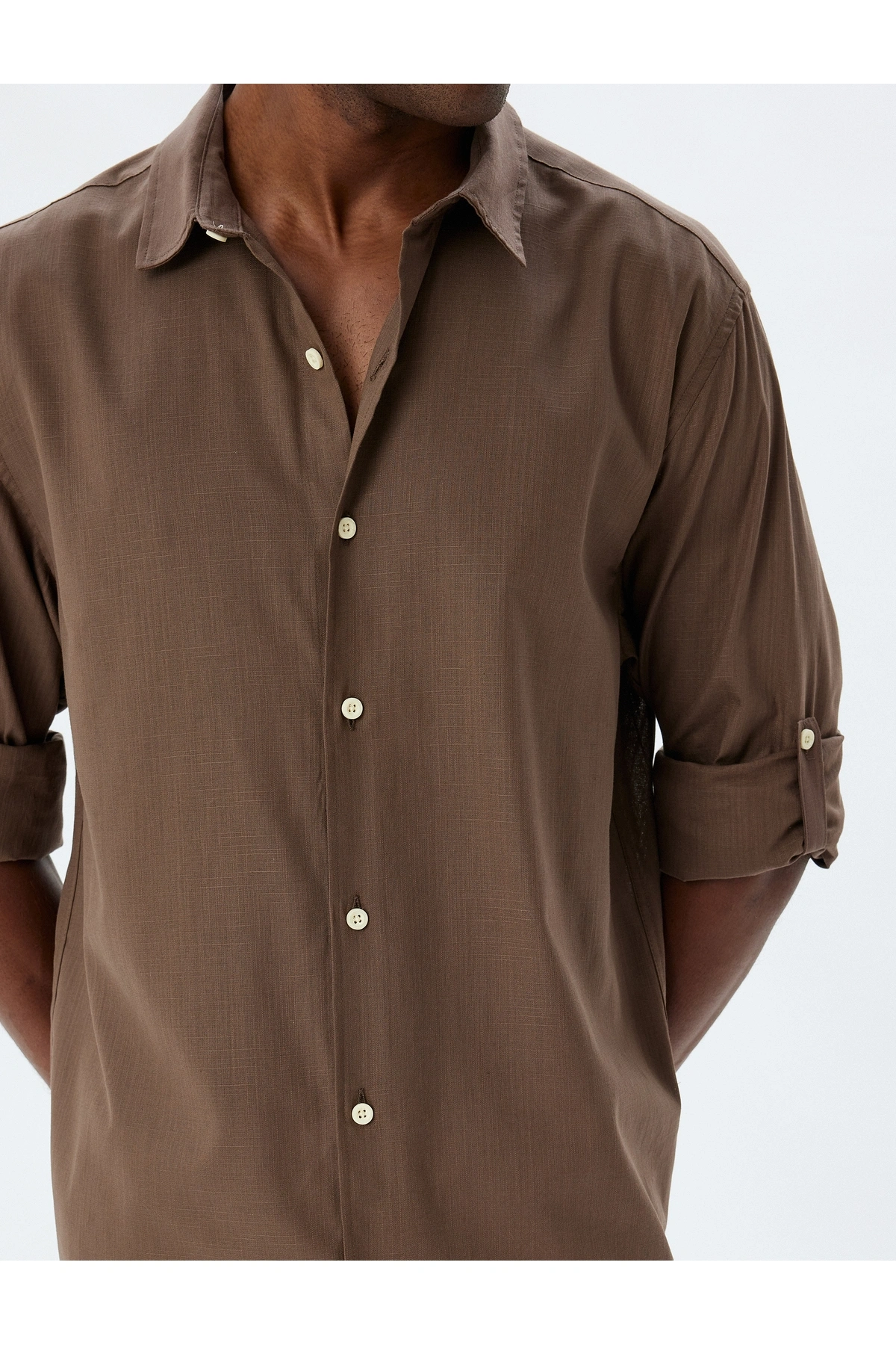 Koton Klasik Gömlek Uzun Kollu Düğmeli Kol Detaylı Pamuklu Regular Fit