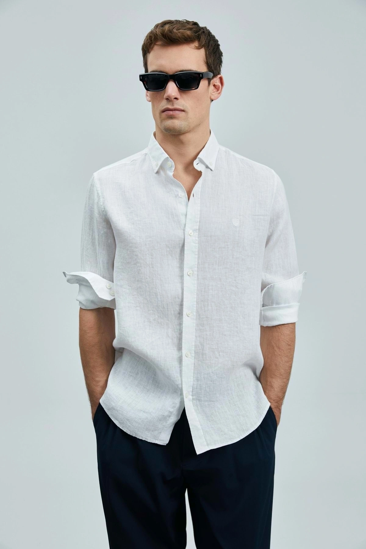 Lufian 111010630 Pitaya Keten Gömlek Comfort Fit Erkek Gömlek BEYAZ