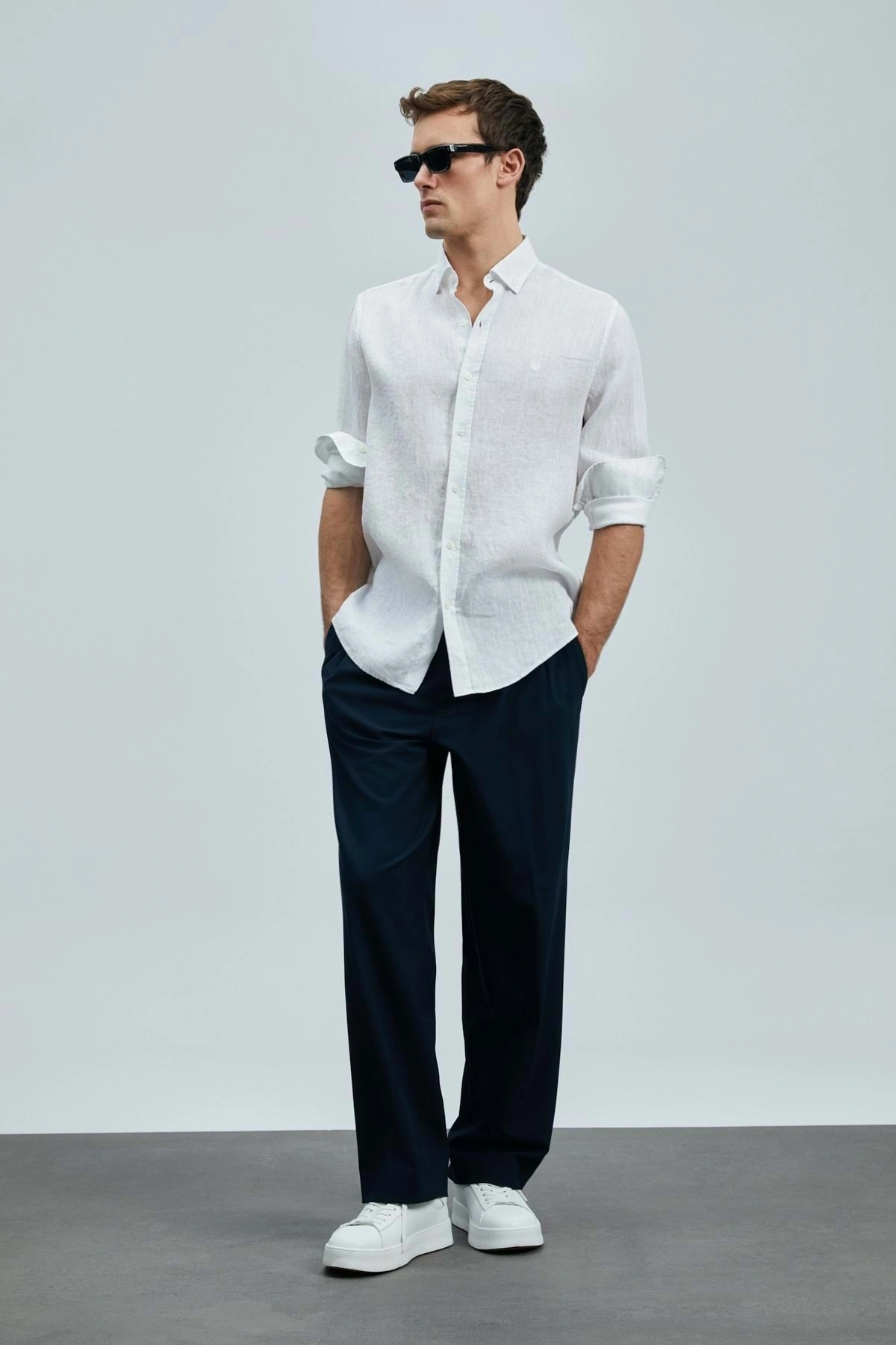 Lufian 111010630 Pitaya Keten Gömlek Comfort Fit Erkek Gömlek BEYAZ