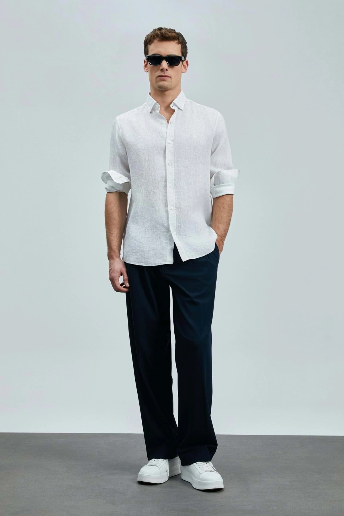 Lufian 111010630 Pitaya Keten Gömlek Comfort Fit Erkek Gömlek BEYAZ