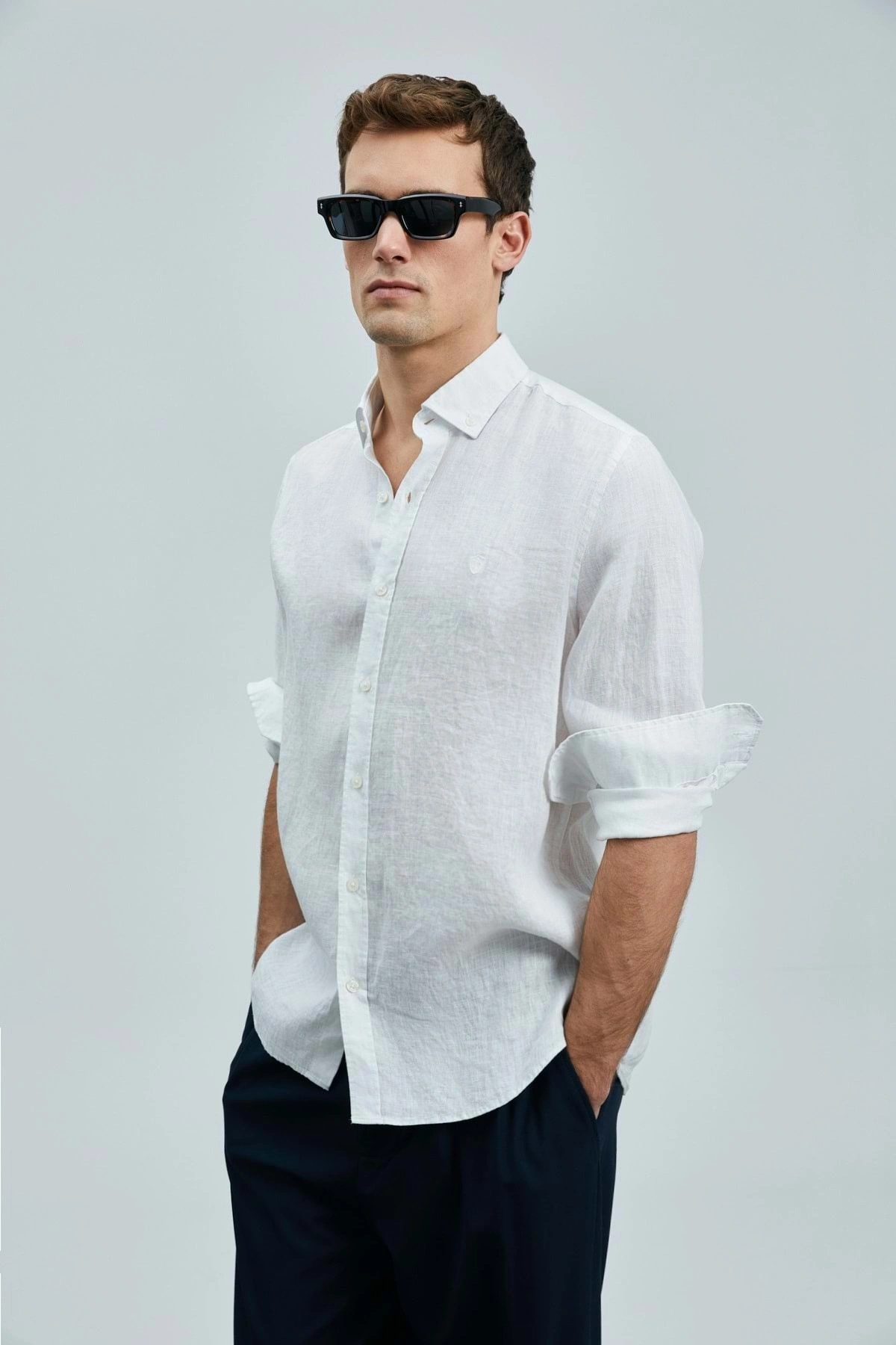 Lufian 111010630 Pitaya Keten Gömlek Comfort Fit Erkek Gömlek BEYAZ