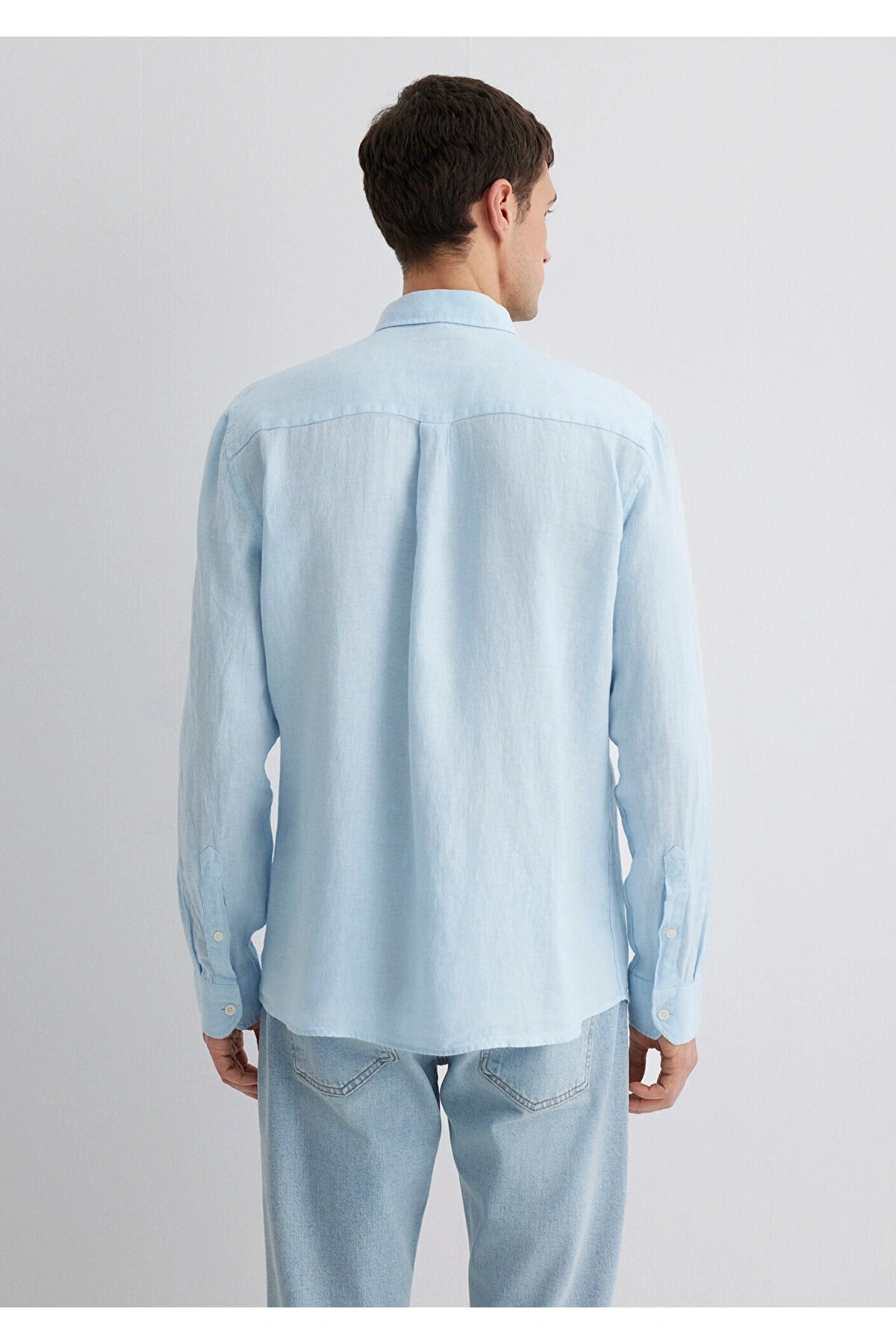 Mavi Keten Gömlek Regular Fit / Normal Kesim