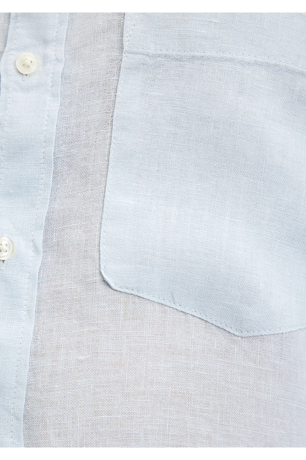 Mavi Keten Karışımlı Mavi Gömlek Regular Fit / Normal Kesim