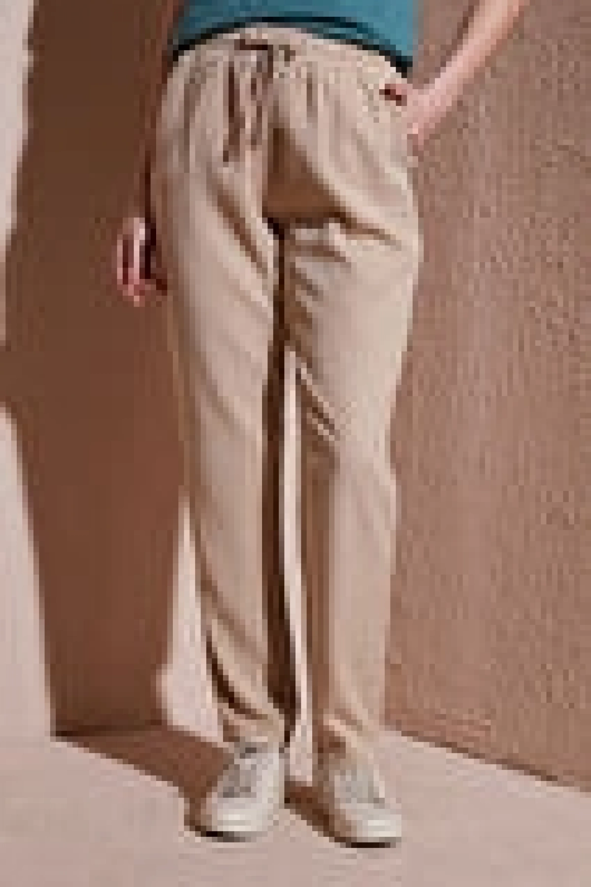 Fashion Friends Rahat Esnek Beli Bağlamalı Pantolon Bej