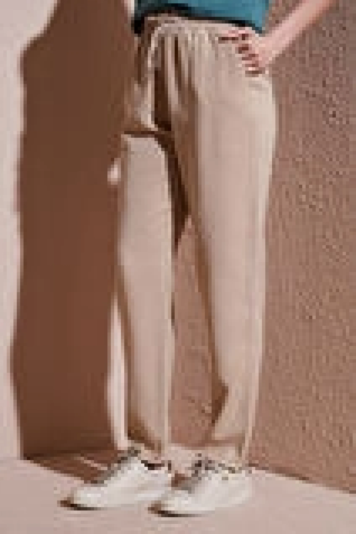 Fashion Friends Rahat Esnek Beli Bağlamalı Pantolon Bej