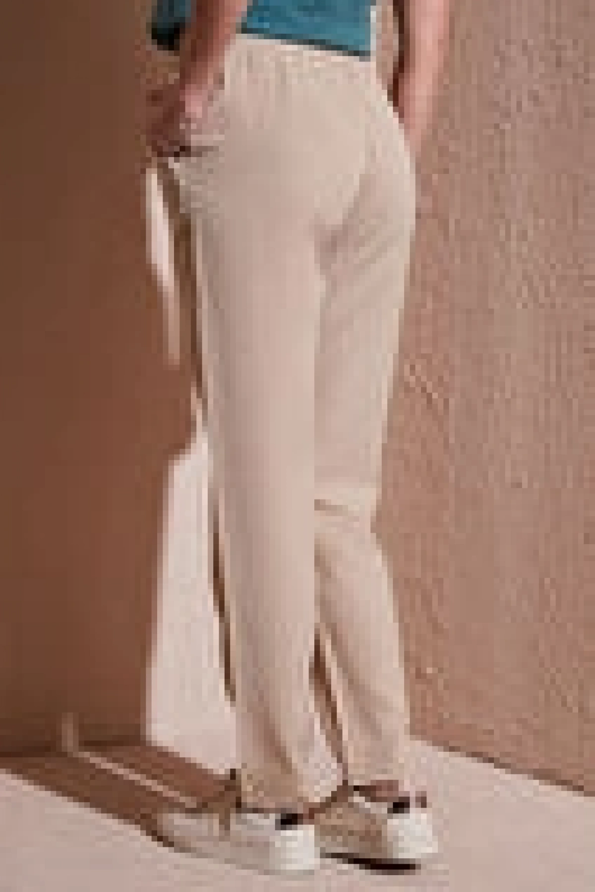 Fashion Friends Rahat Esnek Beli Bağlamalı Pantolon Bej