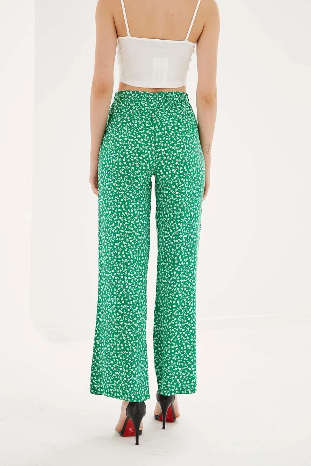 Fashion Friends Desenli Pantolon Yeşil / Green