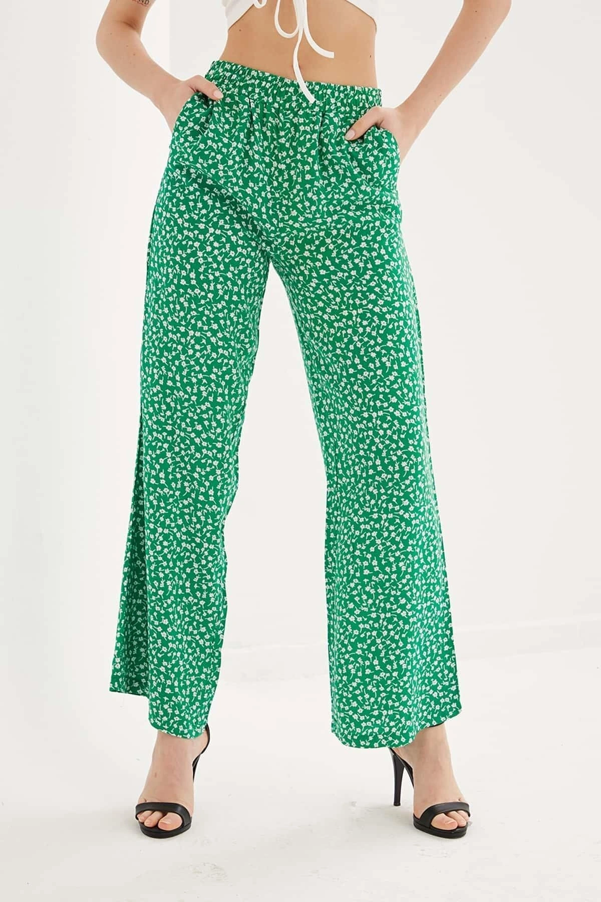 Fashion Friends Desenli Pantolon Yeşil / Green