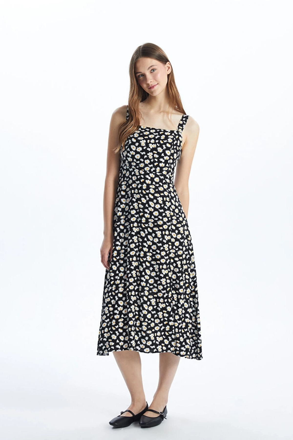 LC Waikiki XSIDE Kare Yaka Çiçekli Kadın Elbise