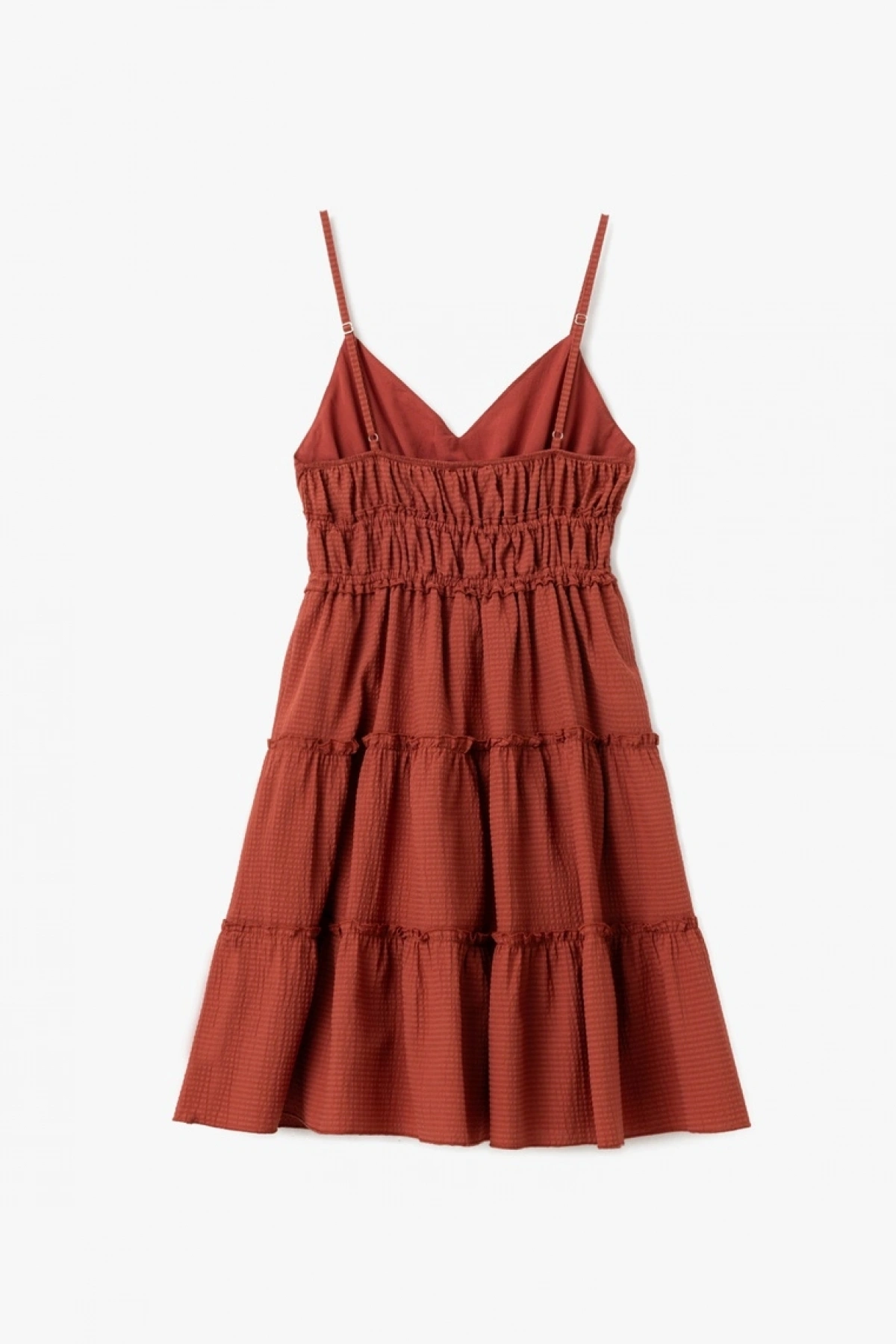 KOTON Askılı V Yaka Katlı Gipeli Volanlı Mini Elbise