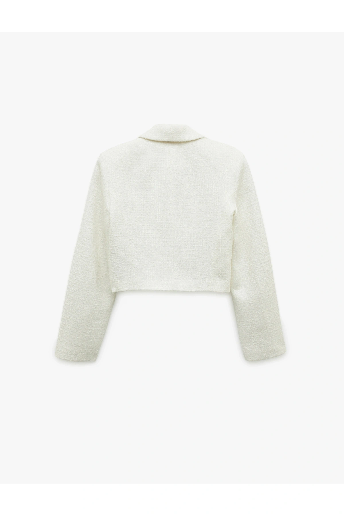 KOTON Koton Kruvaze Uzun Kollu Tüvit Crop Blazer Ceket