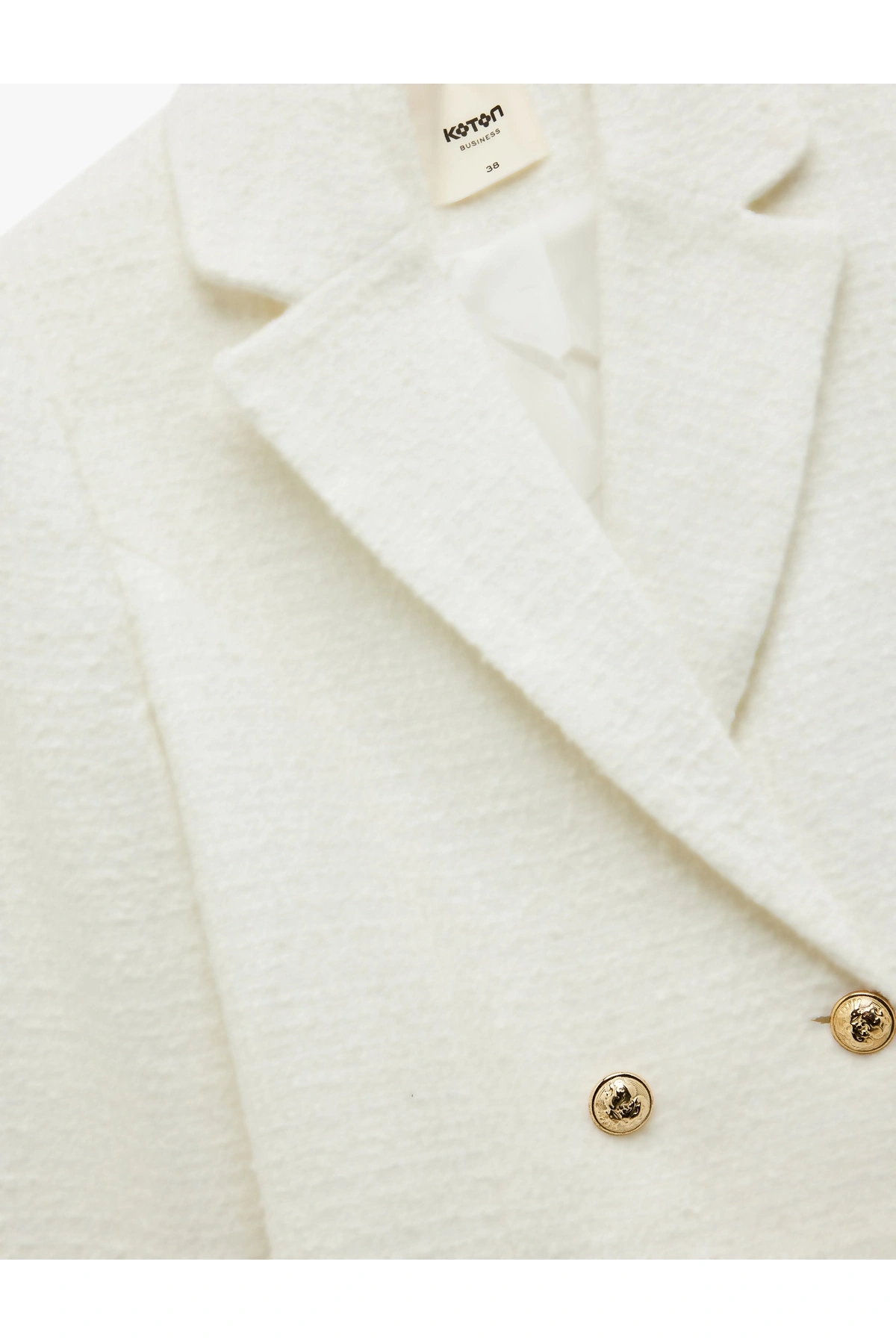 KOTON Koton Kruvaze Uzun Kollu Tüvit Crop Blazer Ceket