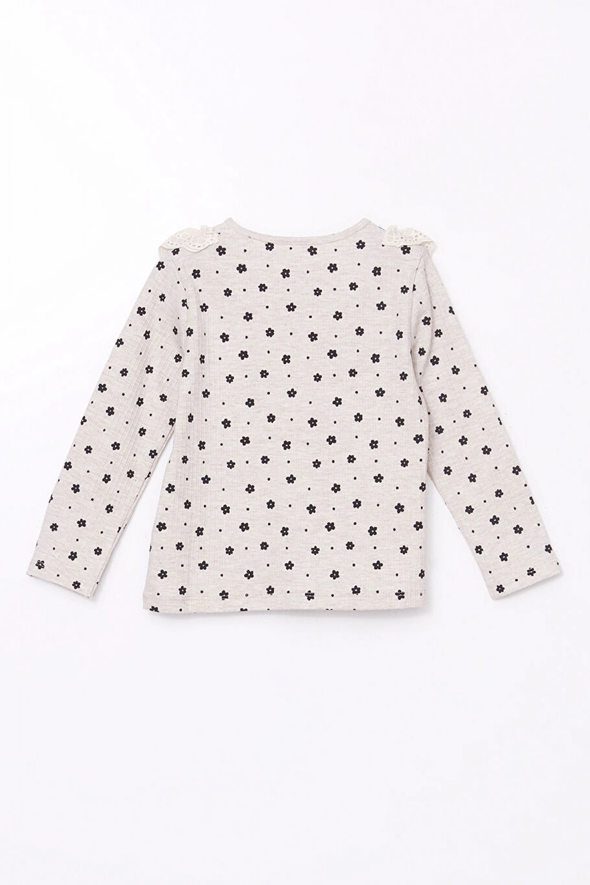 LCW Kids Bisiklet Yaka Çiçekli Kız Çocuk Bluz ve Tayt Pantolon 2li