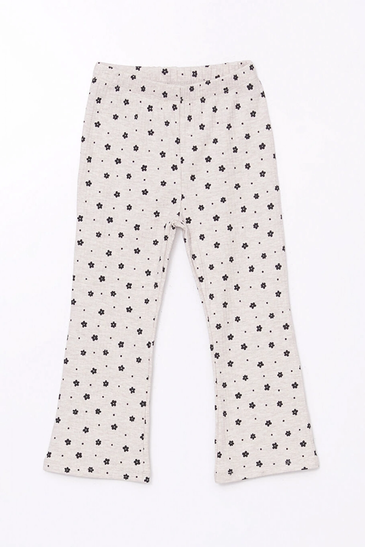LCW Kids Bisiklet Yaka Çiçekli Kız Çocuk Bluz ve Tayt Pantolon 2li