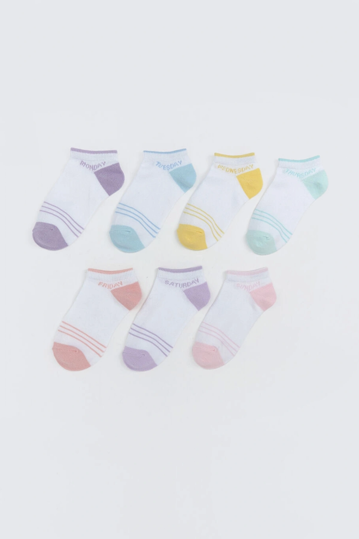 LCW Kids Beyaz Yazı Baskılı Kız Çocuk Patik Çorap 7li
