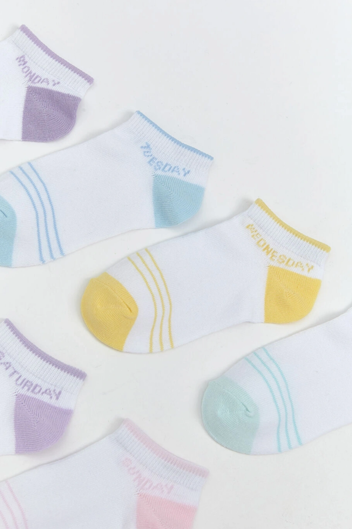 LCW Kids Beyaz Yazı Baskılı Kız Çocuk Patik Çorap 7li