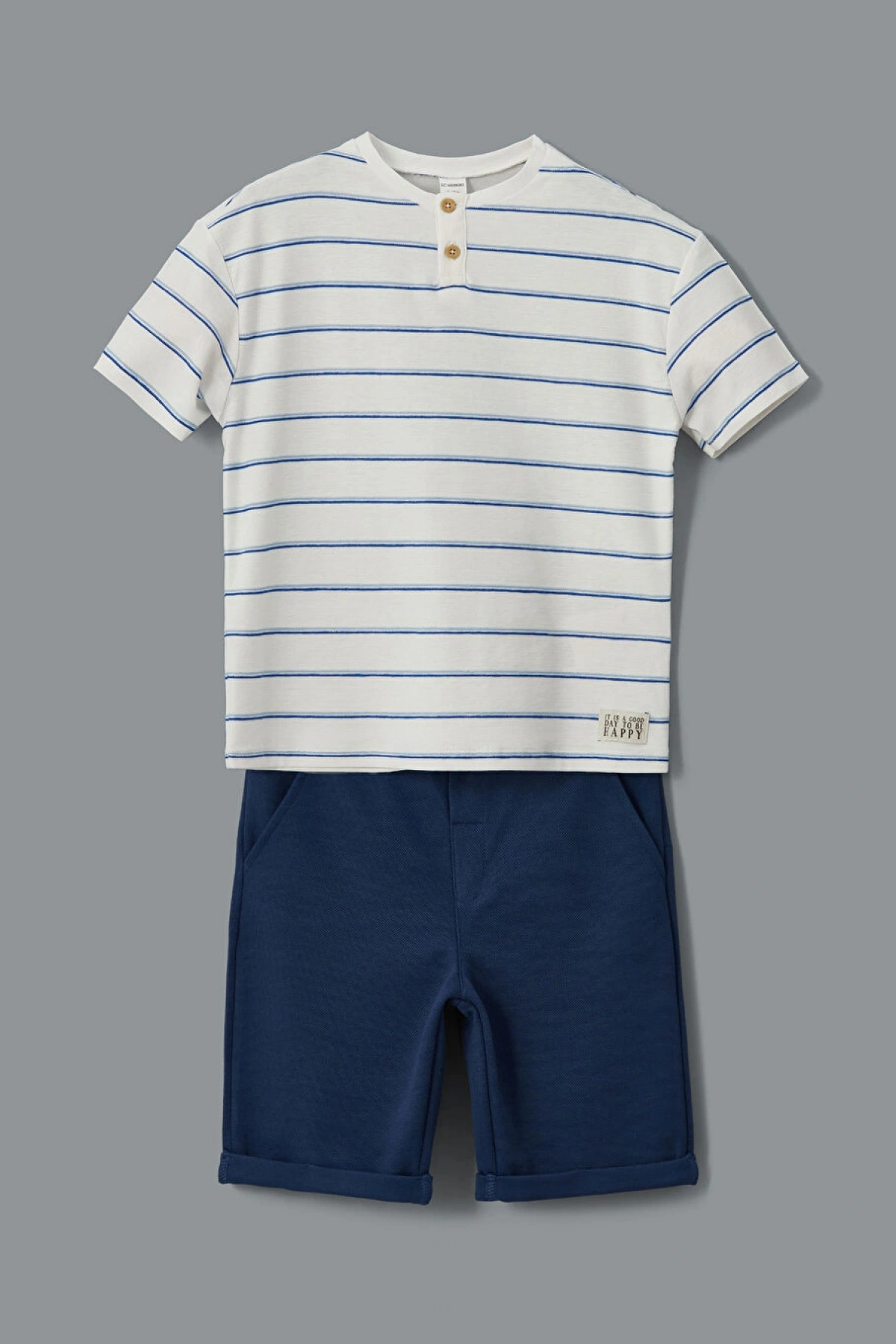 LCW Kids Çizgili Erkek Çocuk Tişört ve Pantolon 2li