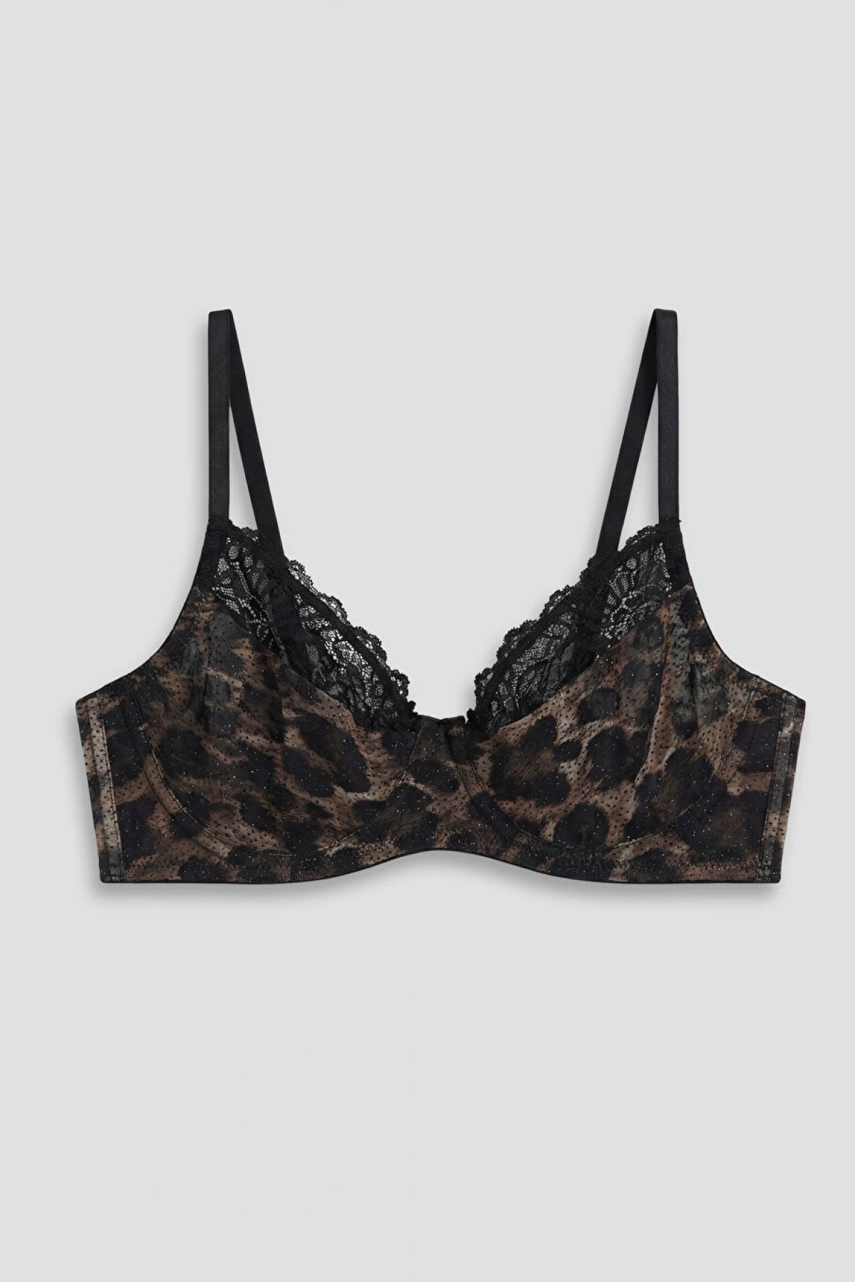 LCW DREAM Kahverengi Balenli Dolgusuz Leopar Desenli Fantezi Tişört Sütyen