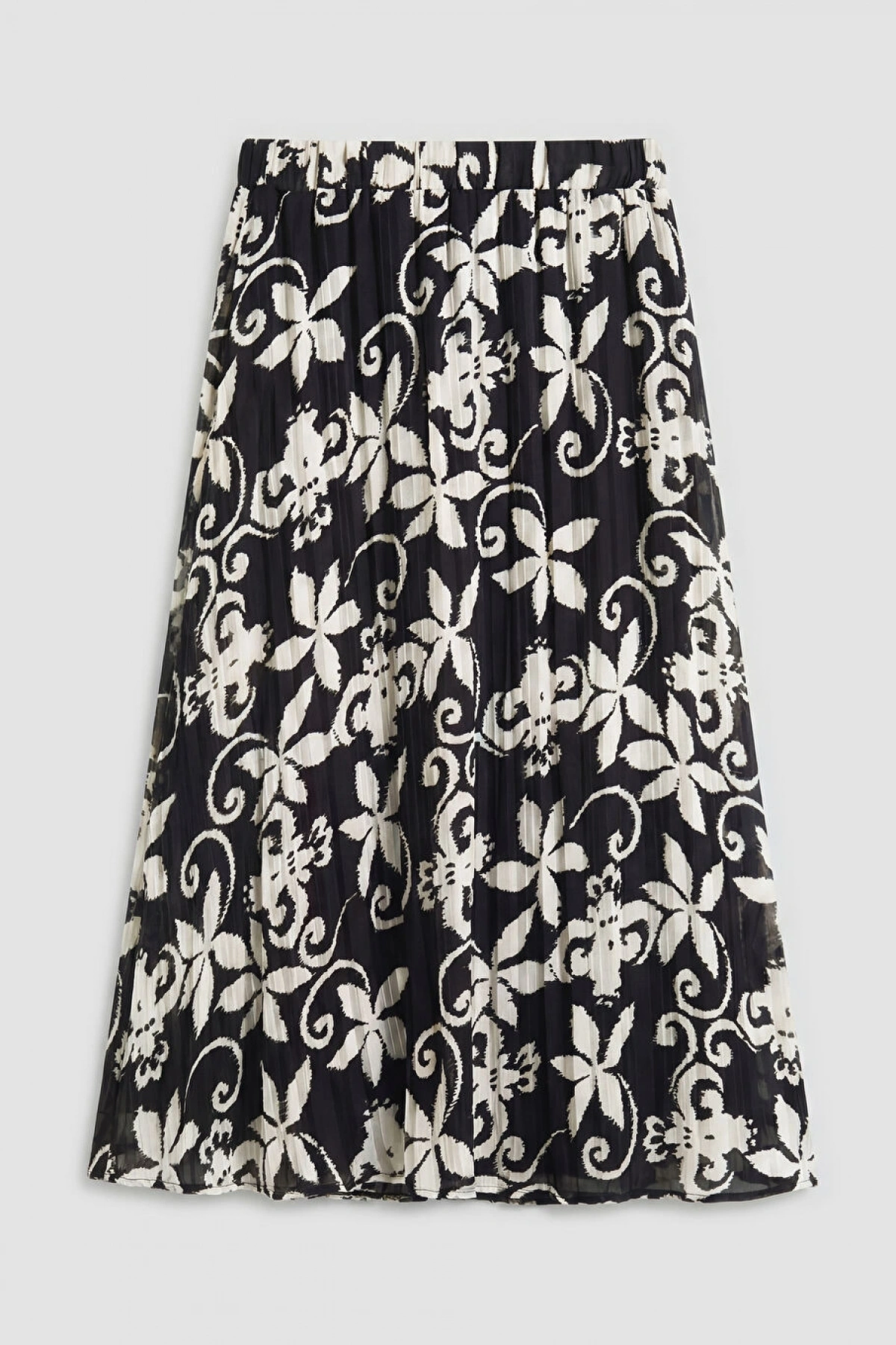 LCW Grace Siyah Beli Lastikli Çiçekli Şifon Pileli Etek