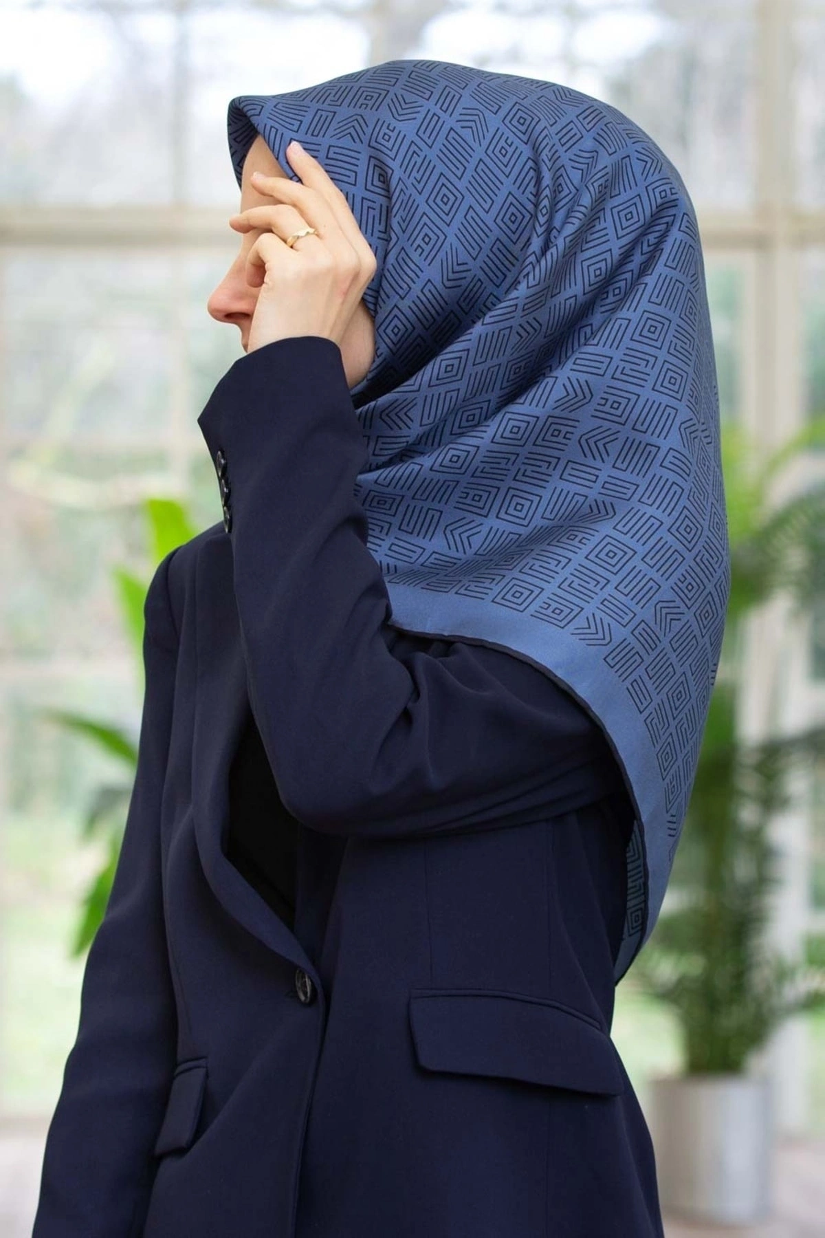 Vissona Kadın Twill Ipek Eşarp Indigo - Lacivert