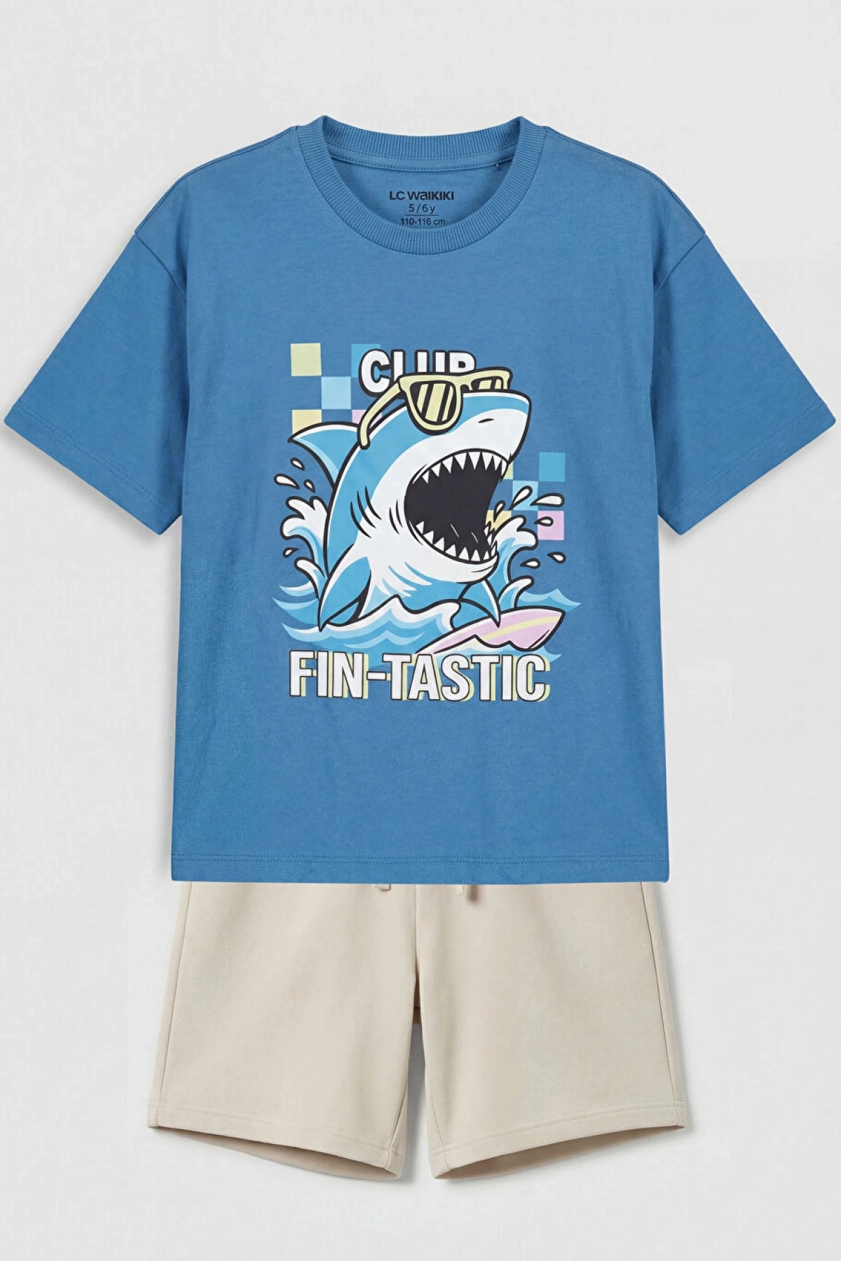 LCW Kids Mavi Baskılı Erkek Çocuk Tişört Ve Şort