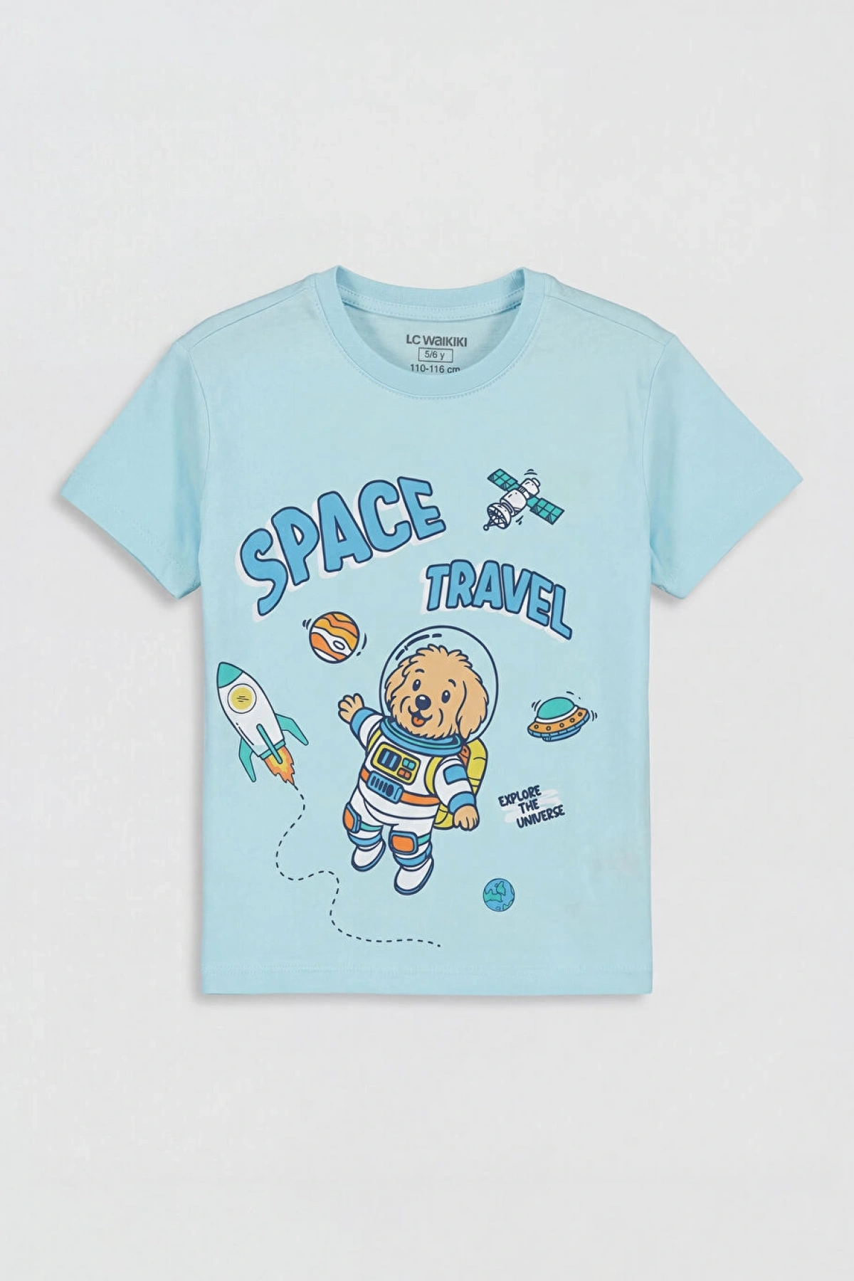 LCW Kids Mavi Bisiklet Yaka Erkek Çocuk Şortlu Pijama Takım