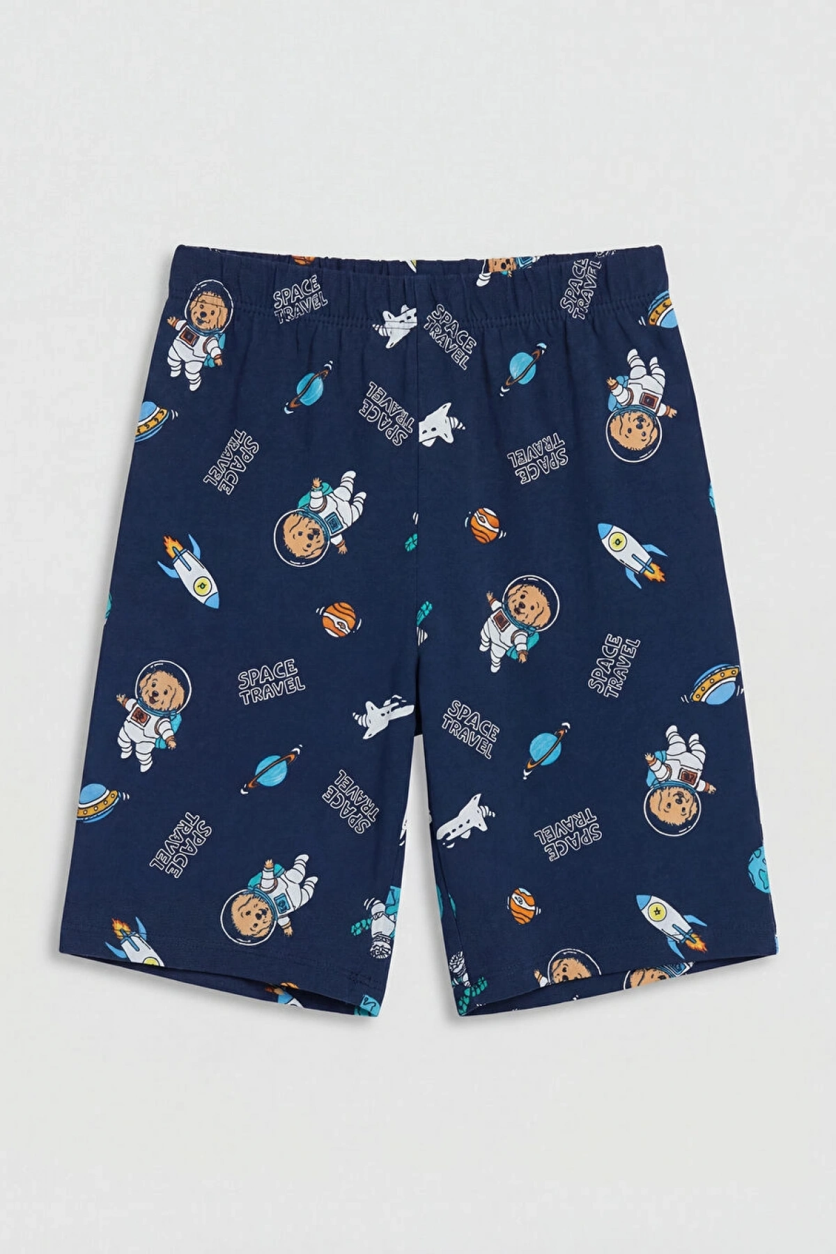 LCW Kids Mavi Bisiklet Yaka Erkek Çocuk Şortlu Pijama Takım