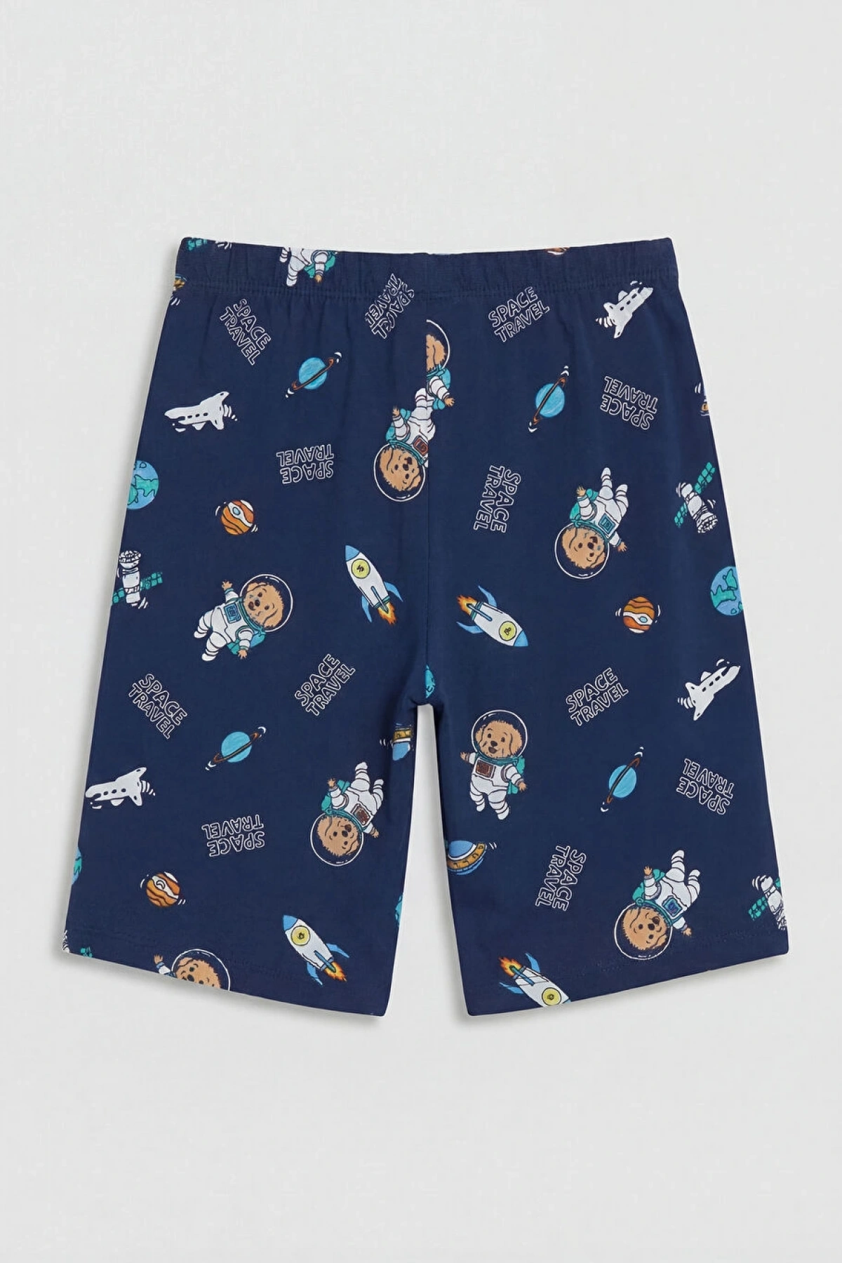 LCW Kids Mavi Bisiklet Yaka Erkek Çocuk Şortlu Pijama Takım