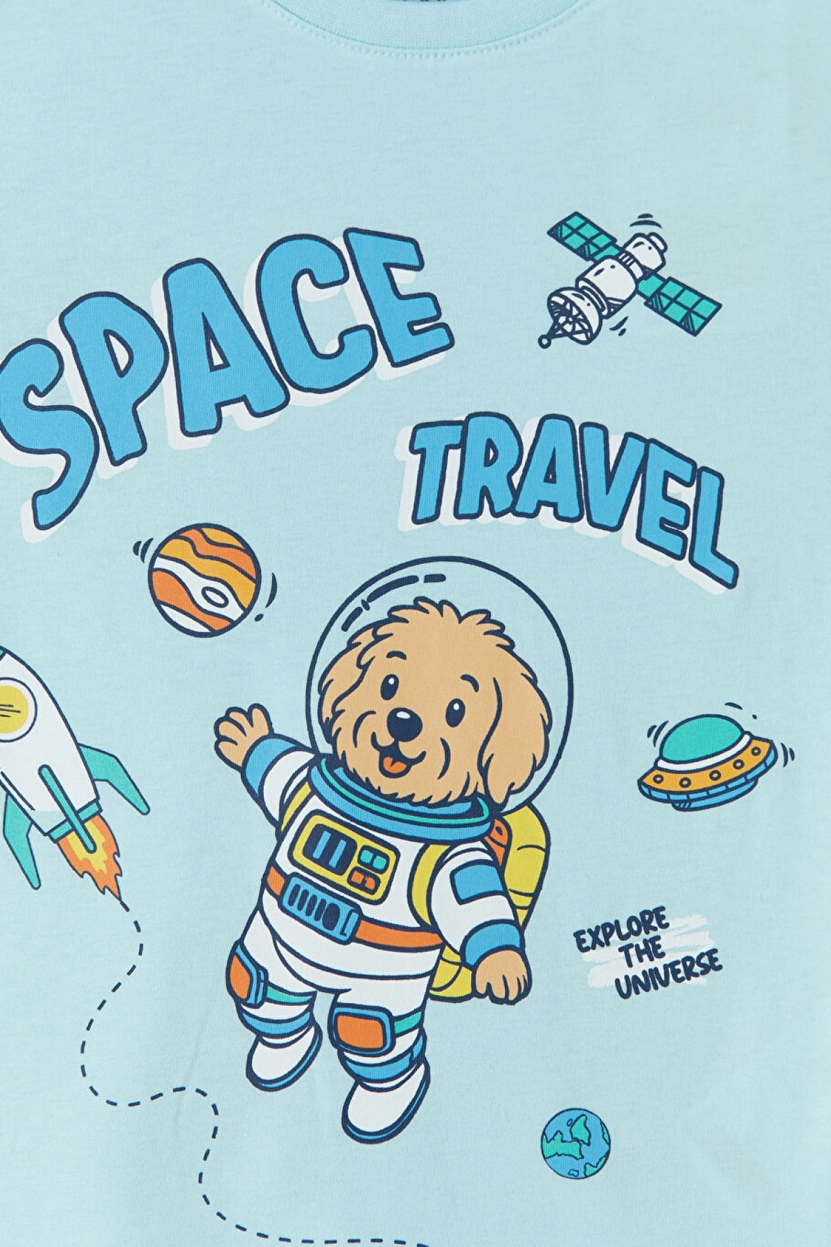 LCW Kids Mavi Bisiklet Yaka Erkek Çocuk Şortlu Pijama Takım