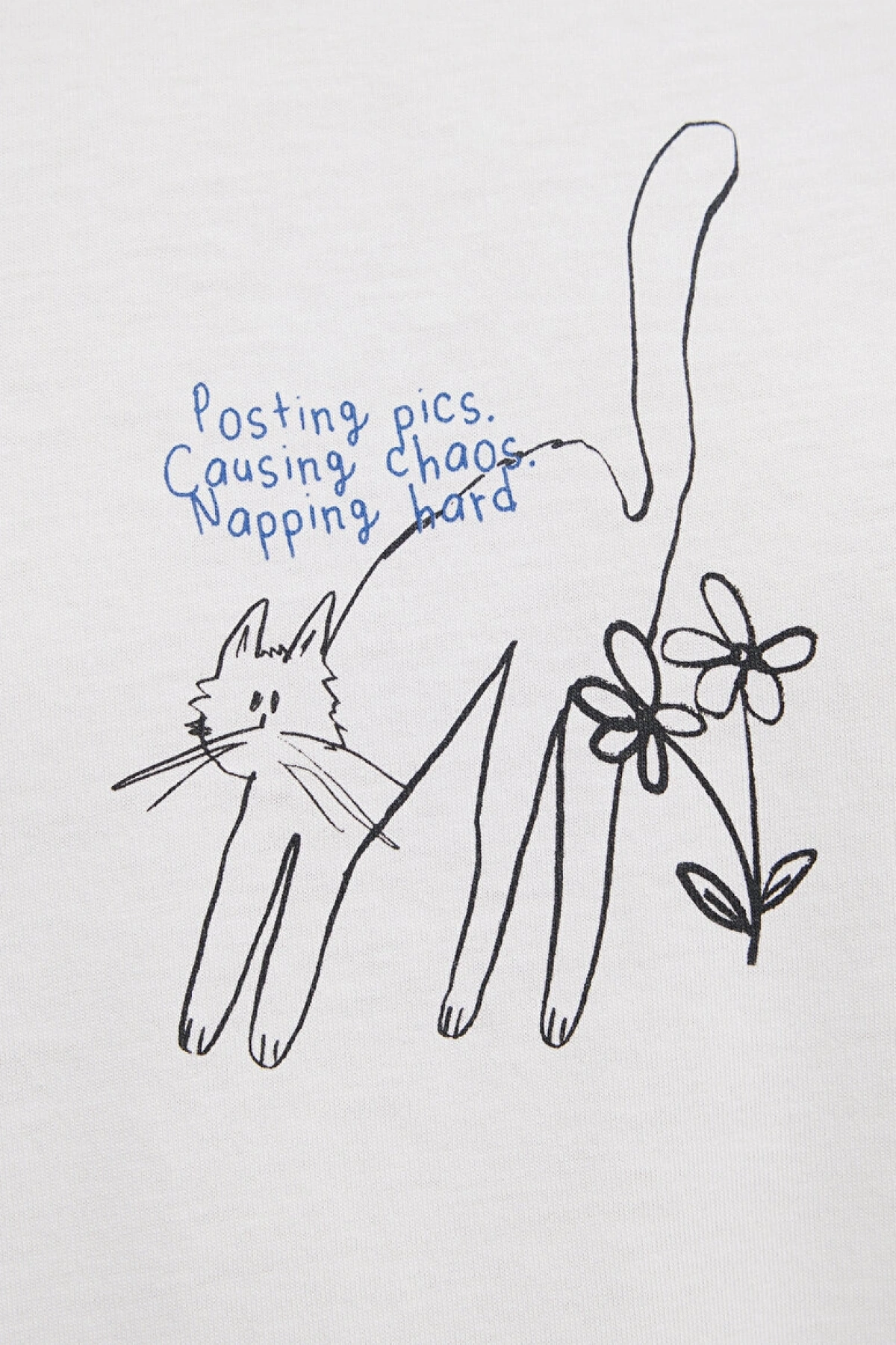 MAVİ KEDİ BASKILI TİŞÖRT Hindistan Ceviz