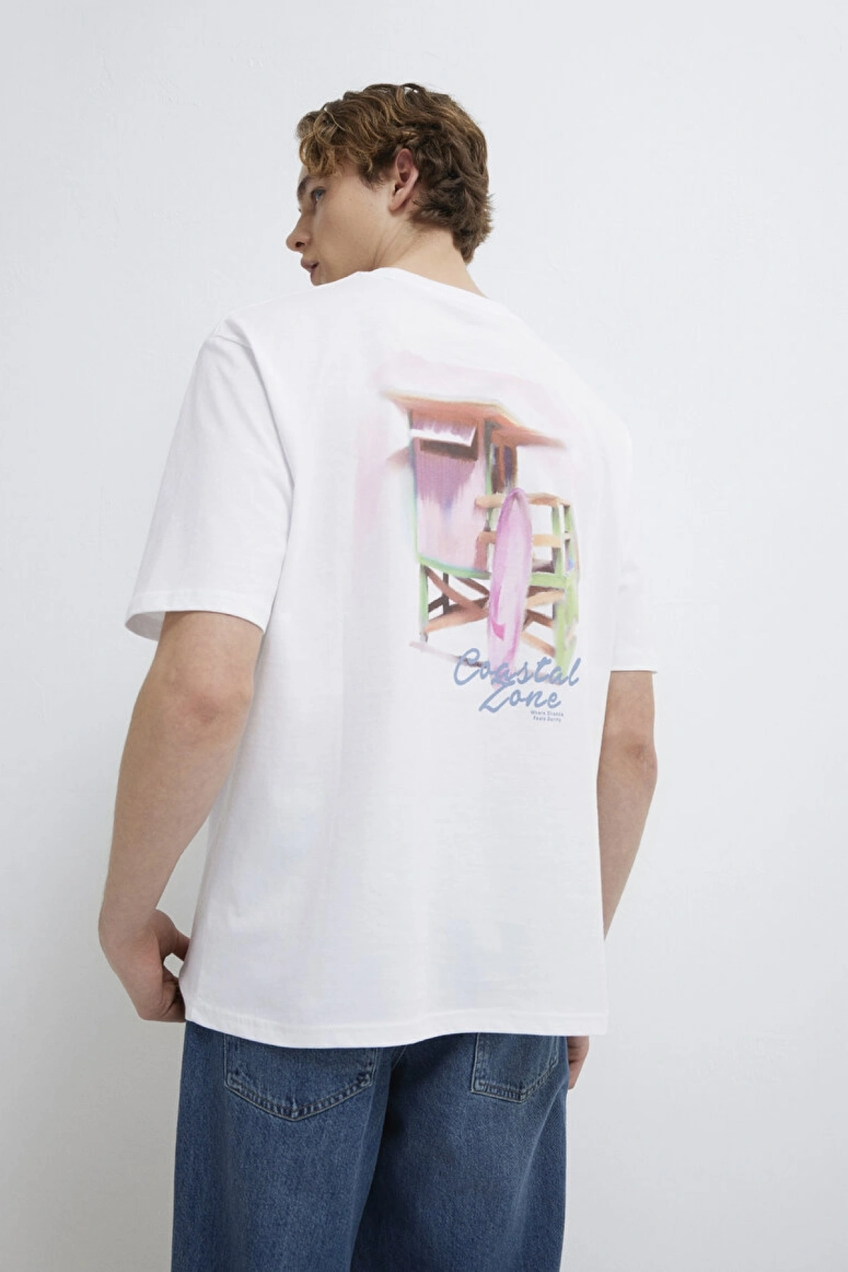 MAVİ Baskılı Beyaz Tişört