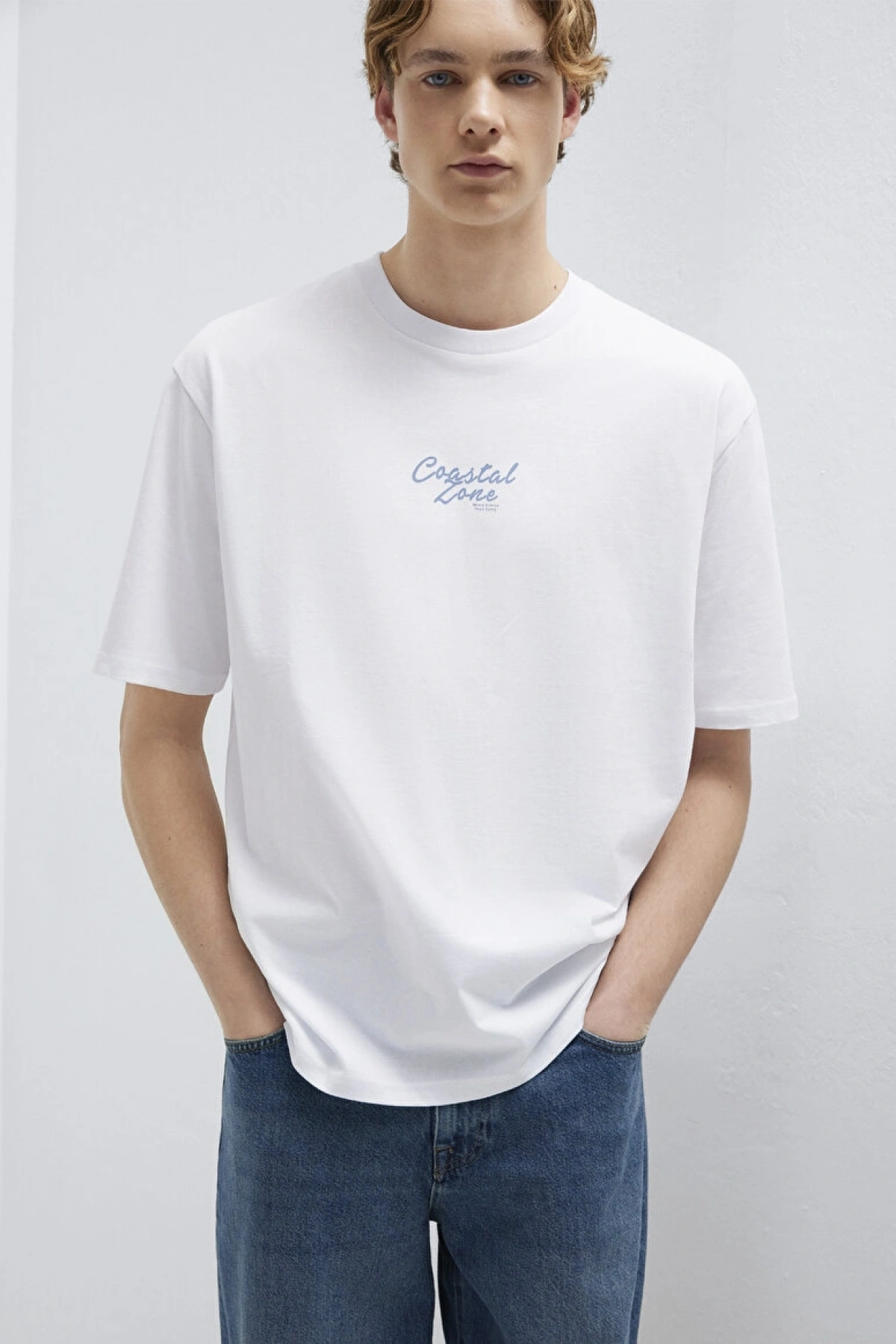 MAVİ Baskılı Beyaz Tişört