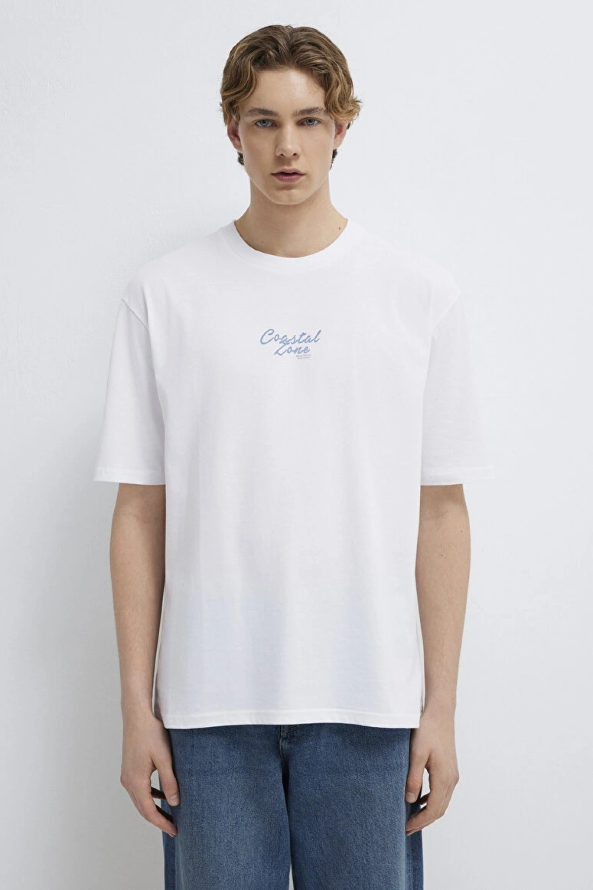 MAVİ Baskılı Beyaz Tişört