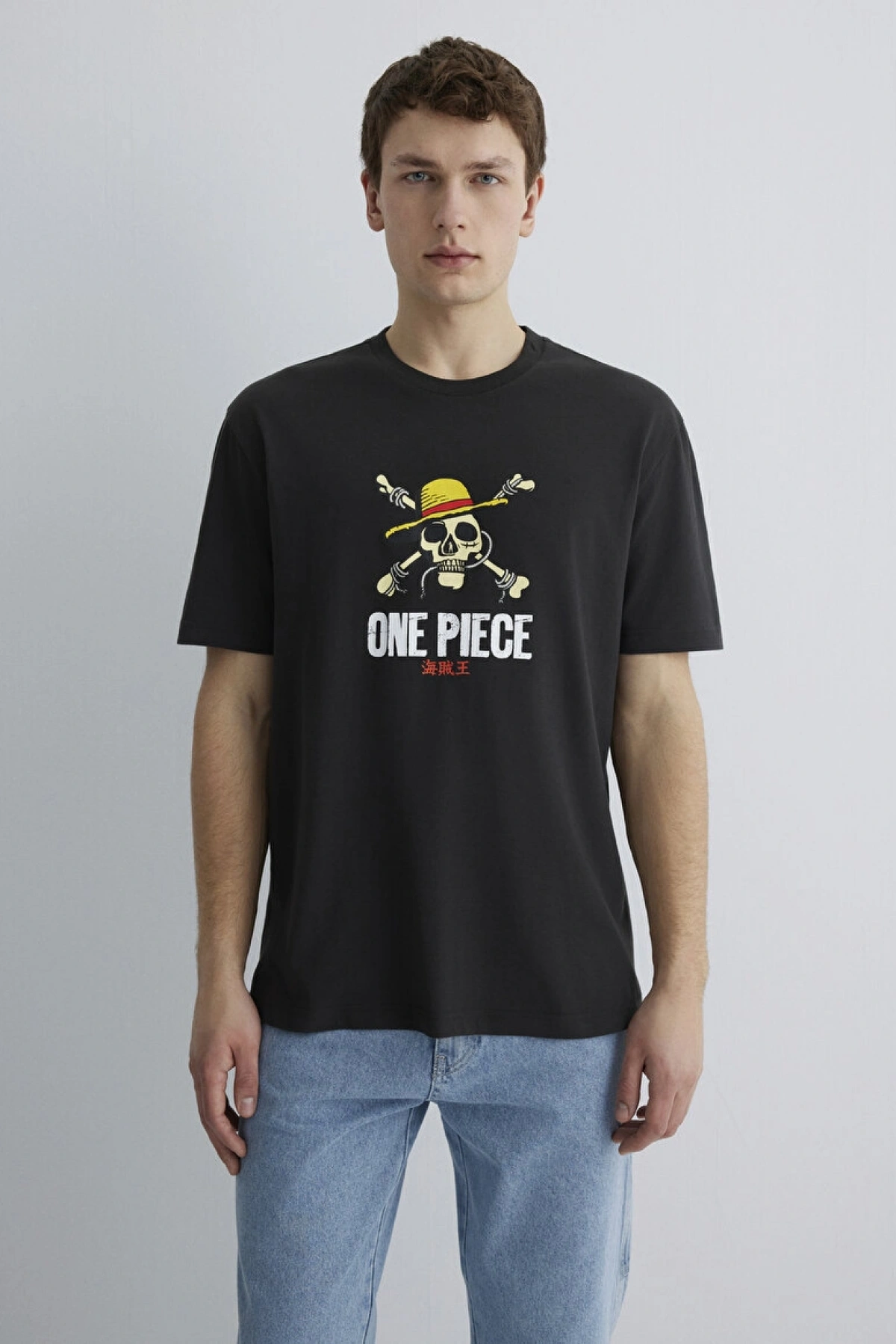 MAVİ One Piece Baskılı Antrasit Tişört