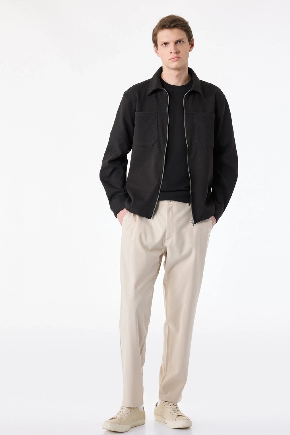 Koton Uzun Kollu Cepli Klasik Yaka Fermuarlı Gömlek Ceket