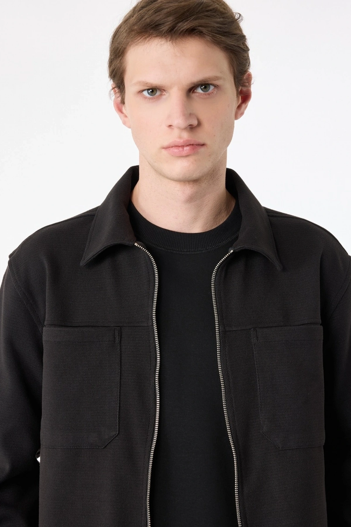 Koton Uzun Kollu Cepli Klasik Yaka Fermuarlı Gömlek Ceket