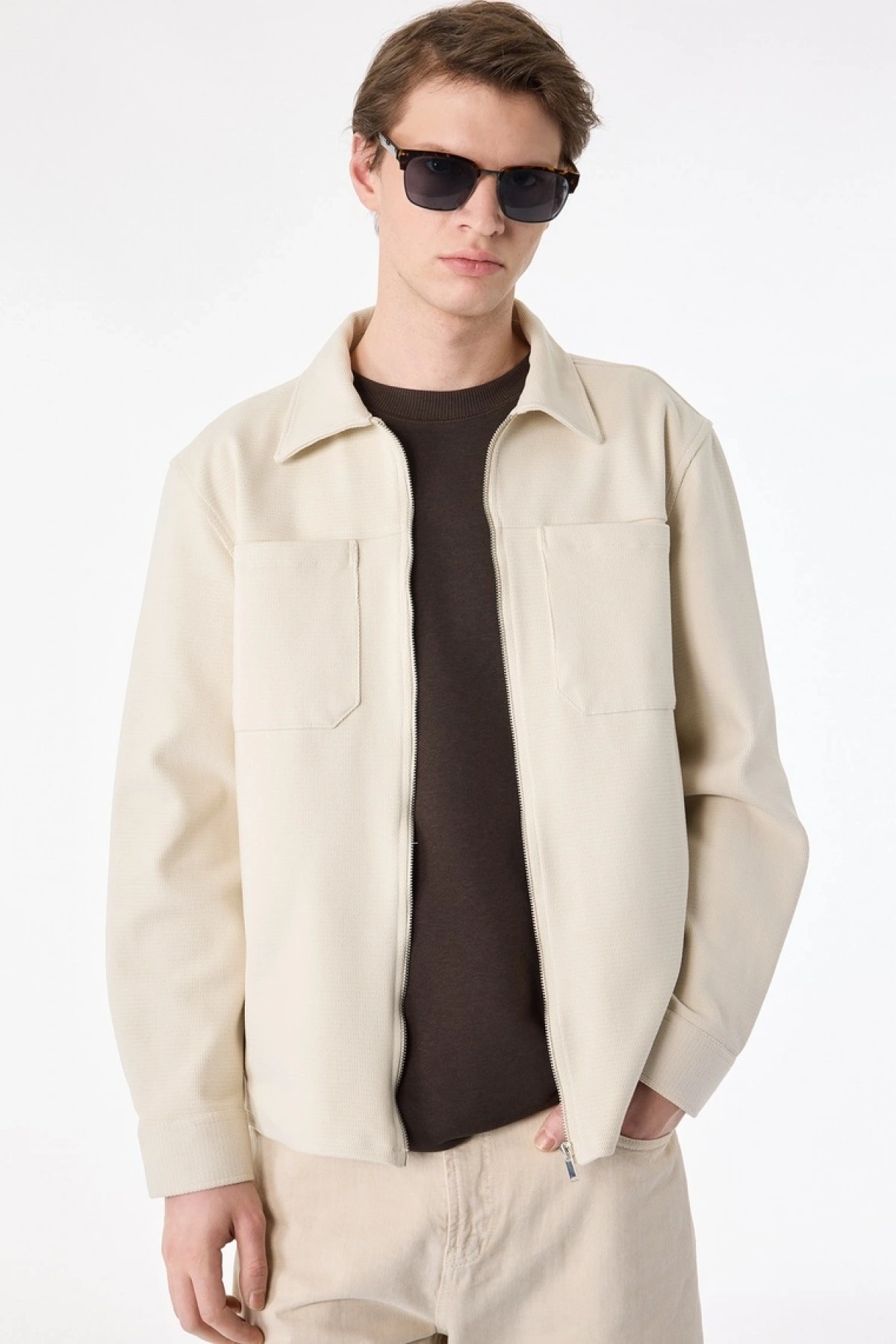 Koton Uzun Kollu Cepli Klasik Yaka Fermuarlı Gömlek Ceket