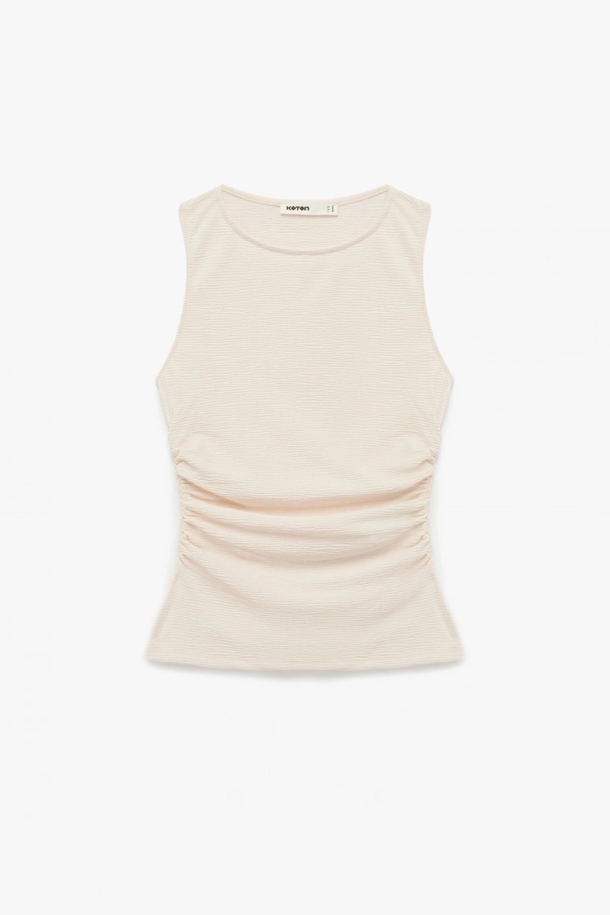 Koton Slim Fit Drape Detaylı Bisiklet Yaka Dokulu Kolsuz Bluz