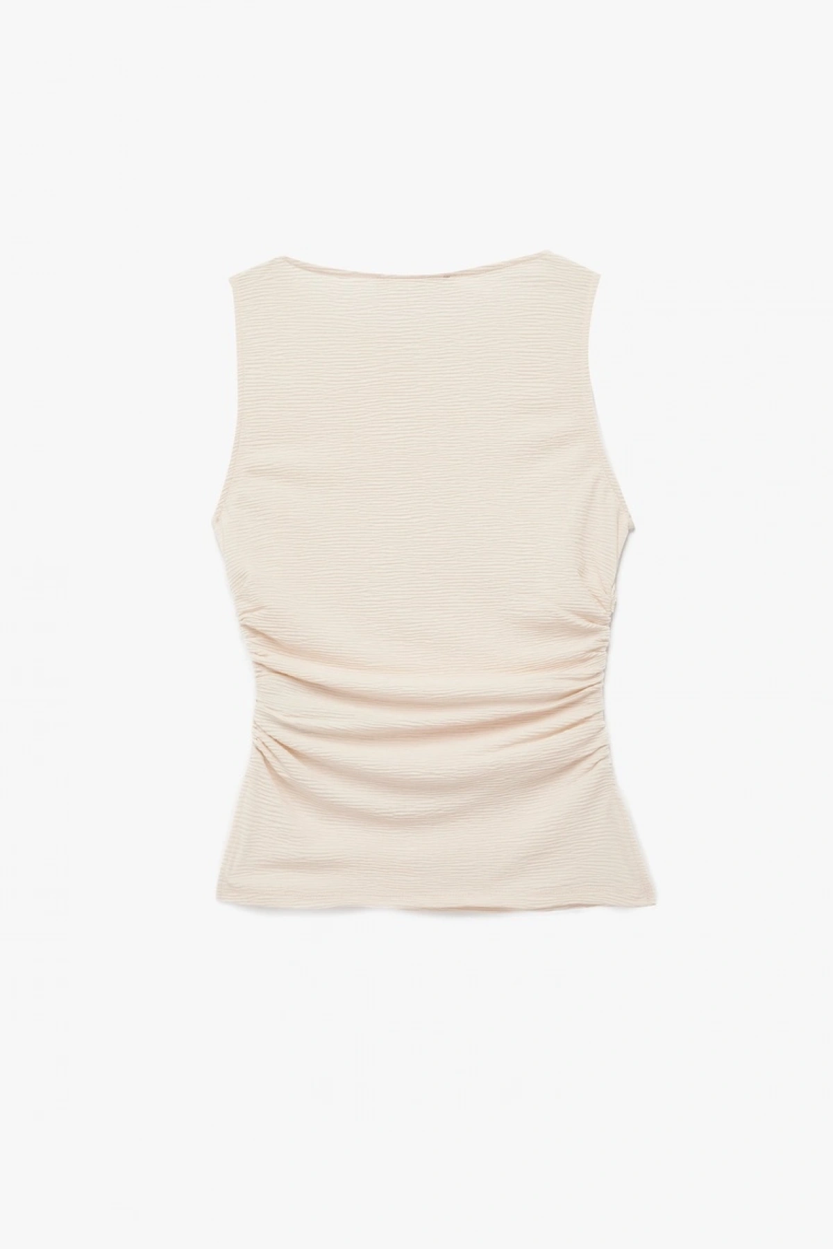 Koton Slim Fit Drape Detaylı Bisiklet Yaka Dokulu Kolsuz Bluz