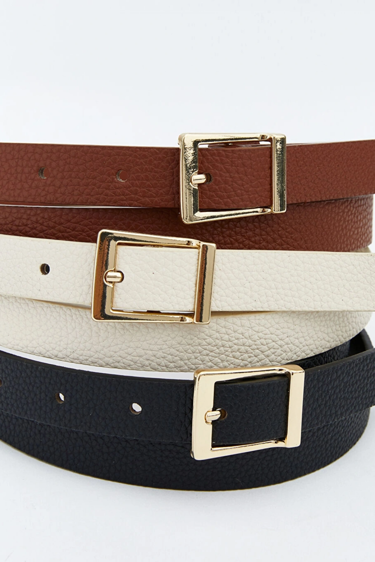 LCW ACCESSORIES Siyah Deri Görünümlü Kadın Kemer 3lü