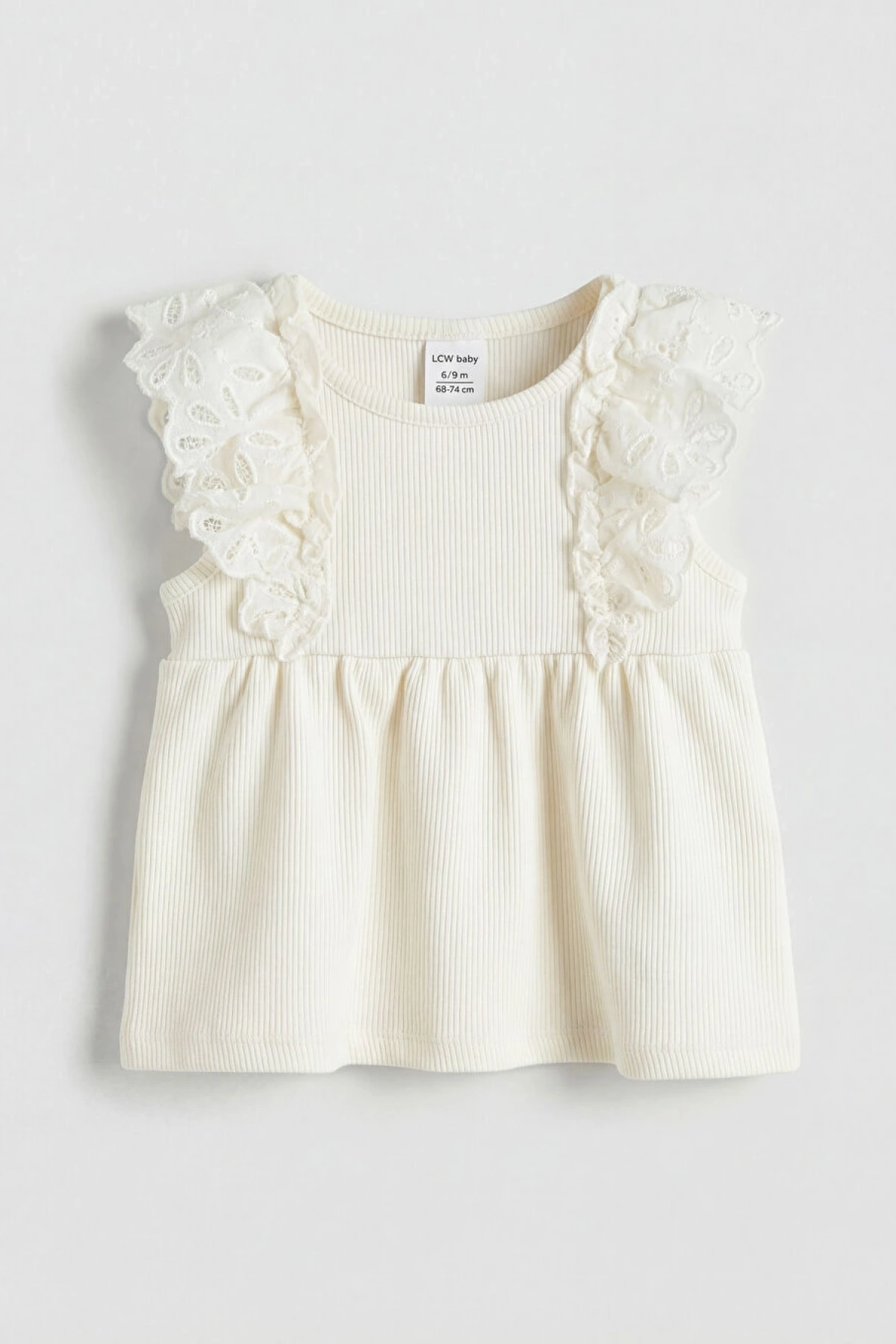 LCW baby Bej Fırfır Detaylı Çiçekli Kız Bebek Atlet Ve Tayt