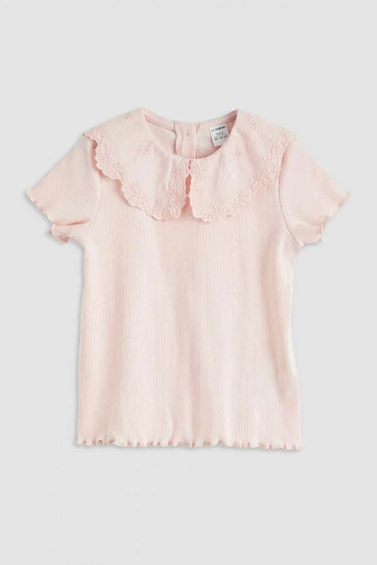 LCW Kids Pembe Bebe Yaka Nakışlı Kız Çocuk Bluz