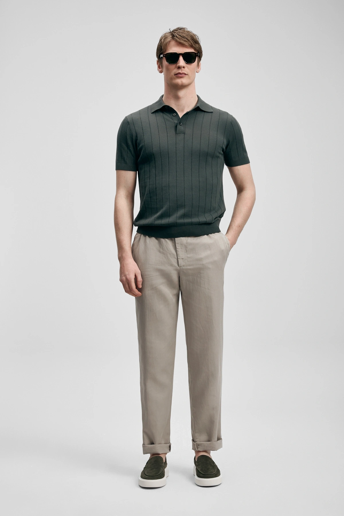 Lufian Bold Erkek Pamuklu Kazak Nefti Yeşil