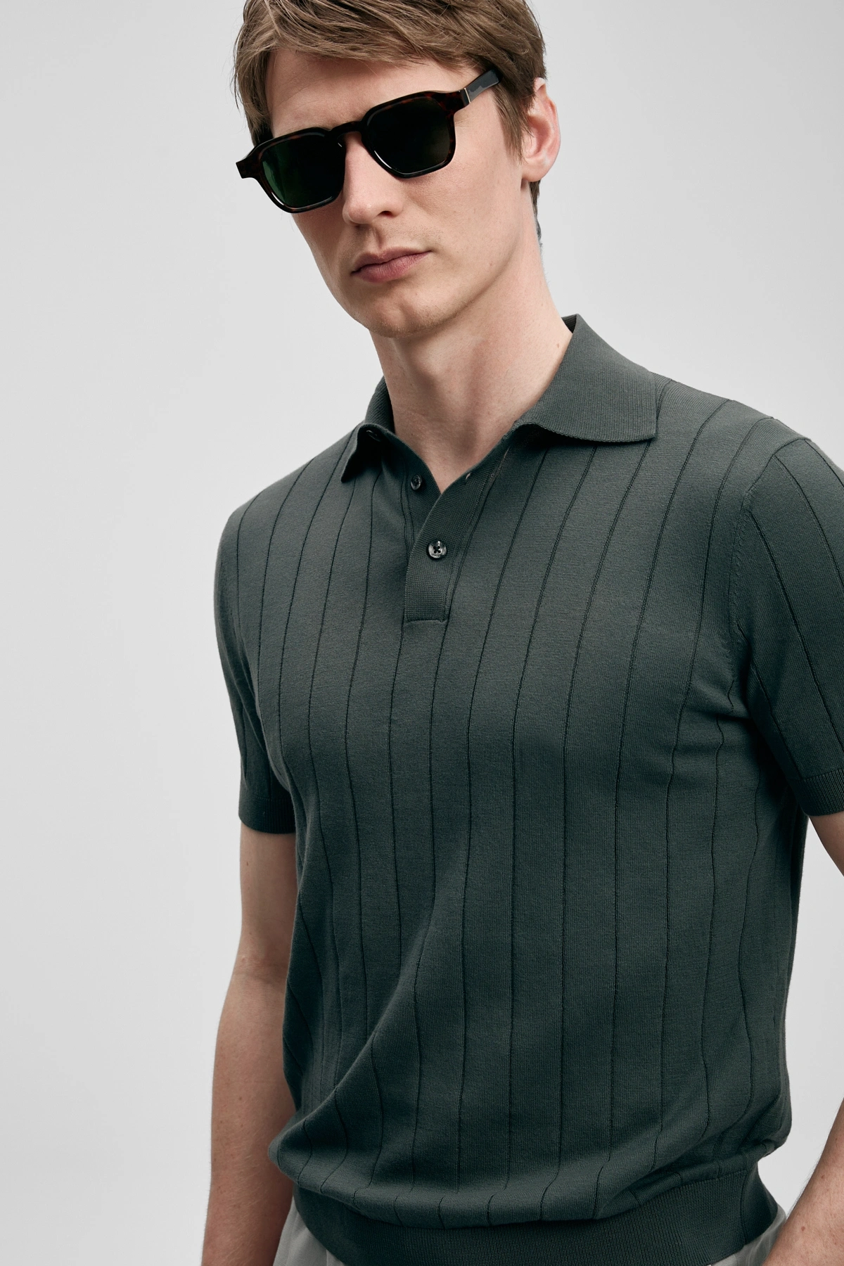 Lufian Bold Erkek Pamuklu Kazak Nefti Yeşil