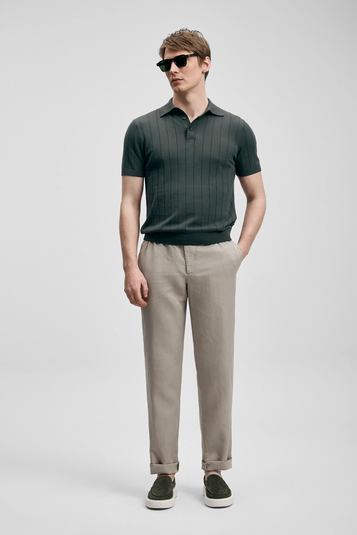 Lufian Bold Erkek Pamuklu Kazak Nefti Yeşil